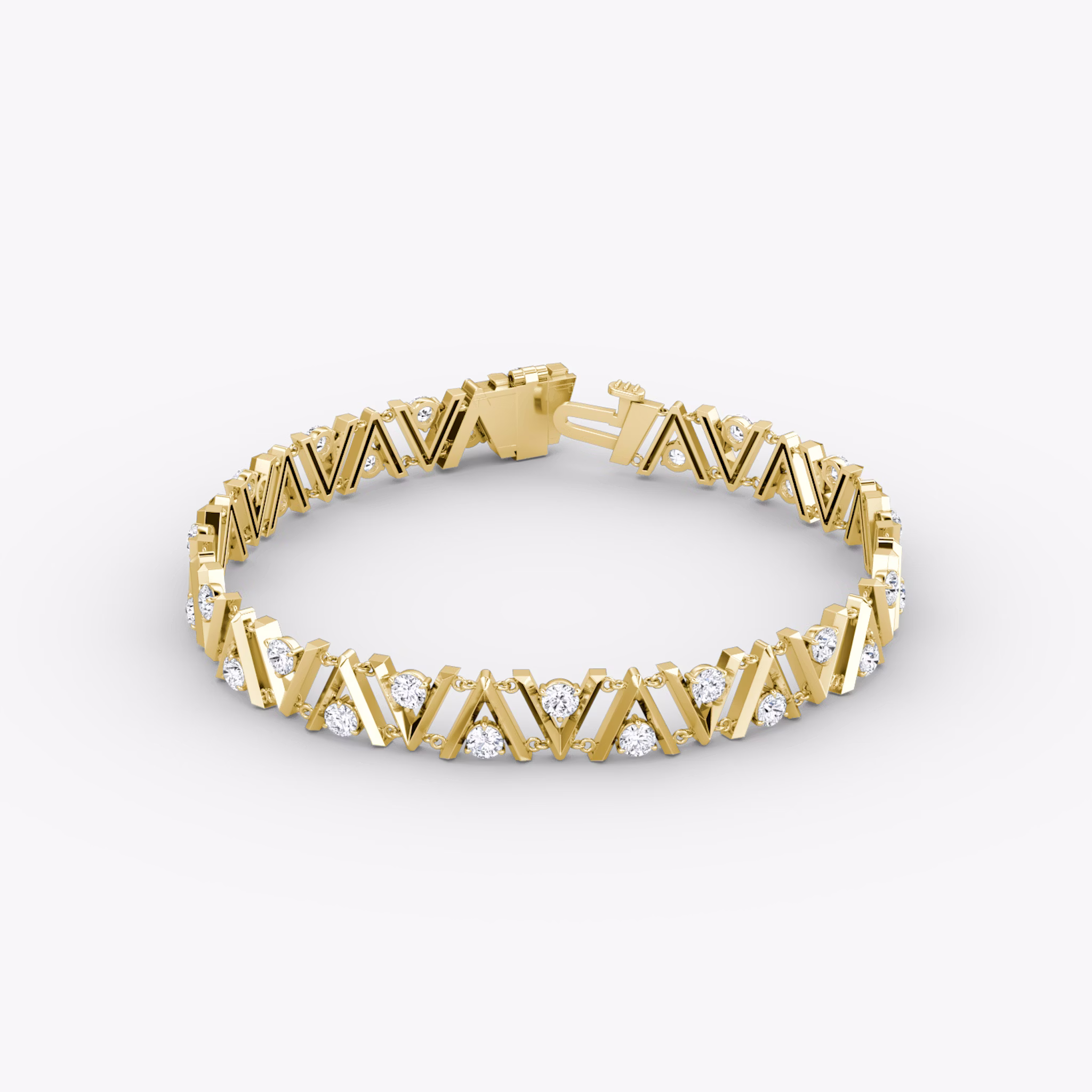 VRAI V Tennis Bracelet | Round Brilliant | 14k | Yellow Gold | diamondSize: petite | chainLength: 7