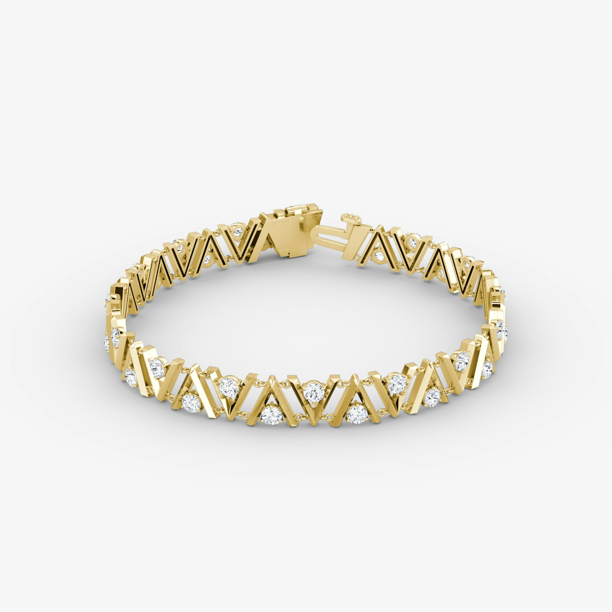 VRAI V Tennis Bracelet | Round Brilliant | 14k | Yellow Gold | diamondSize: petite | chainLength: 7