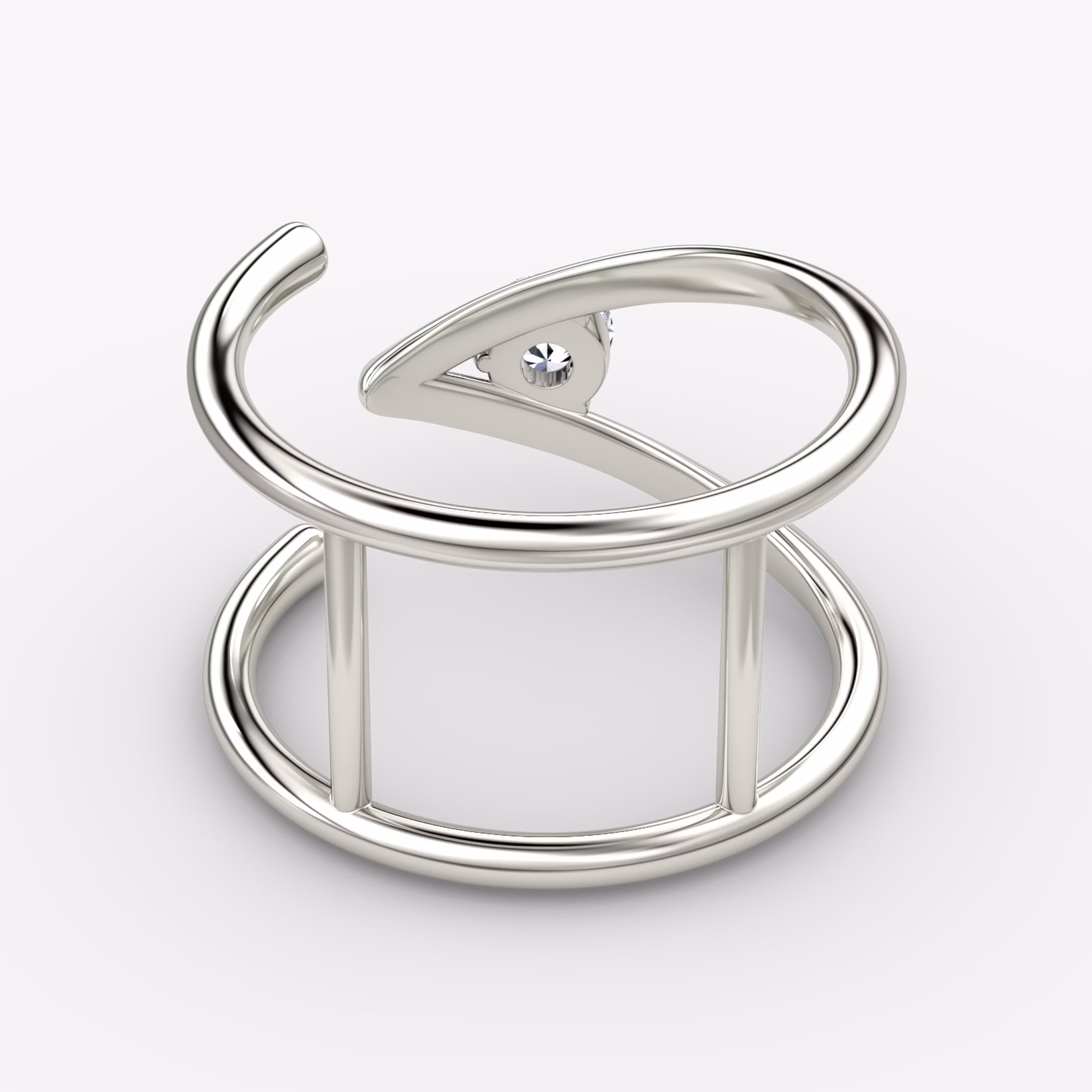 VRAI V Side Wrap Ring | Round Brilliant | 14k | White Gold