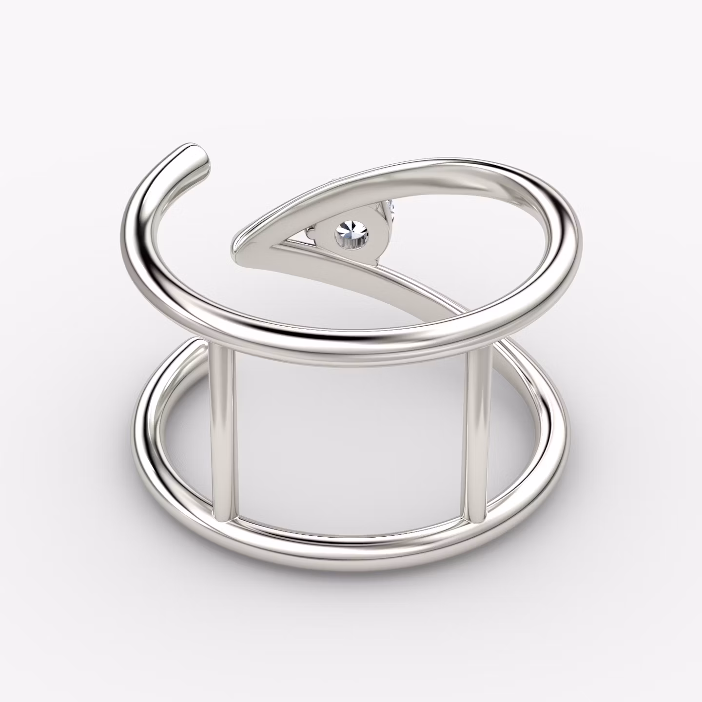 VRAI V Side Wrap Ring | Round Brilliant | 14k | White Gold