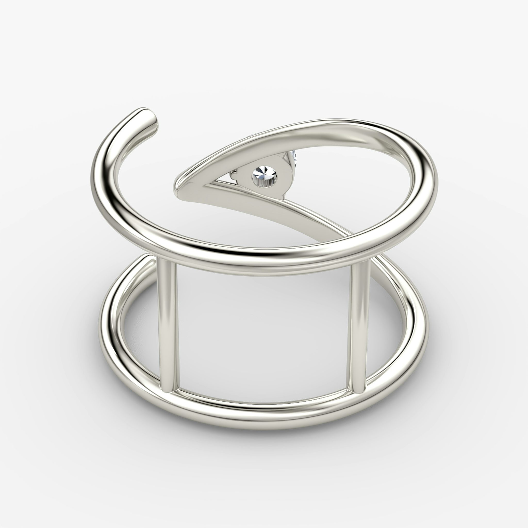 VRAI V Side Wrap Ring | Round Brilliant | 14k | White Gold