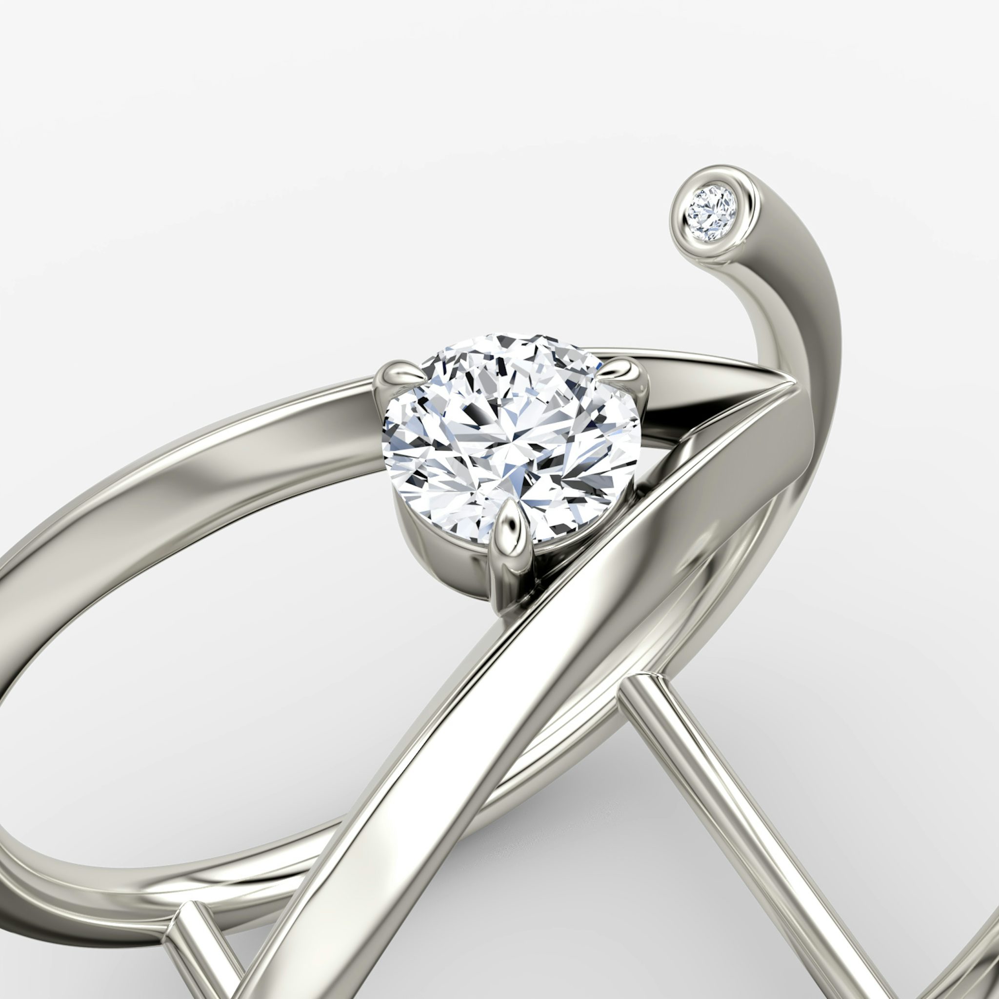 VRAI V Side Wrap Ring | Round Brilliant | 14k | White Gold