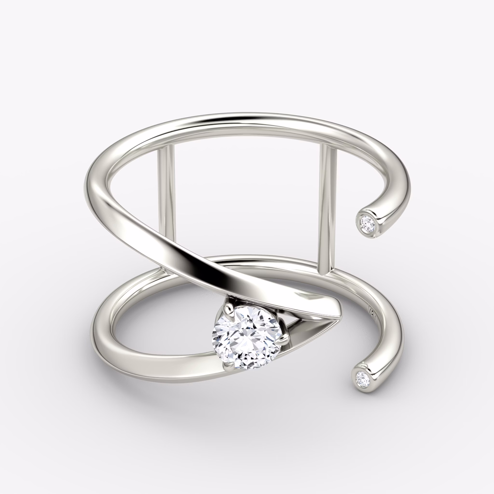 VRAI V Side Wrap Ring | Round Brilliant | 14k | White Gold