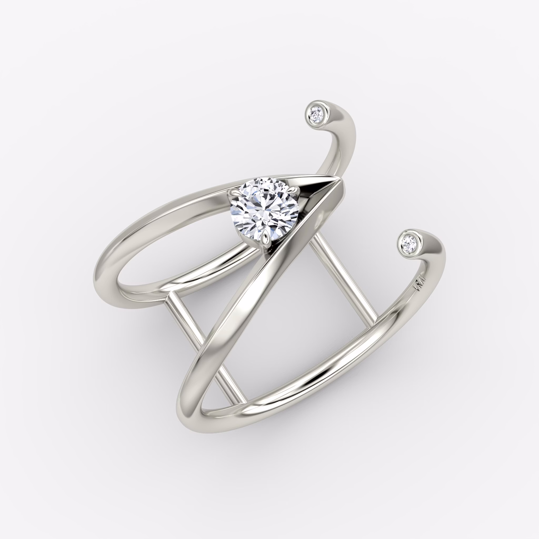 VRAI V Side Wrap Ring | Round Brilliant | 14k | White Gold