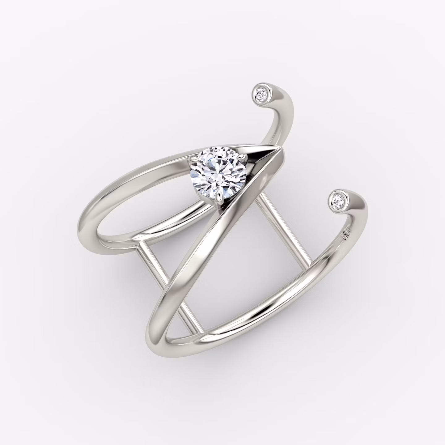 VRAI V Side Wrap Ring | Round Brilliant | 14k | White Gold