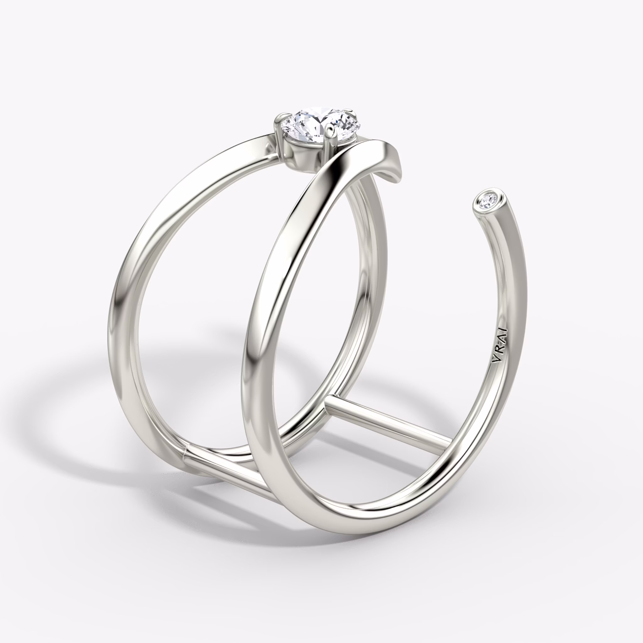 VRAI V Side Wrap Ring | Round Brilliant | 14k | White Gold