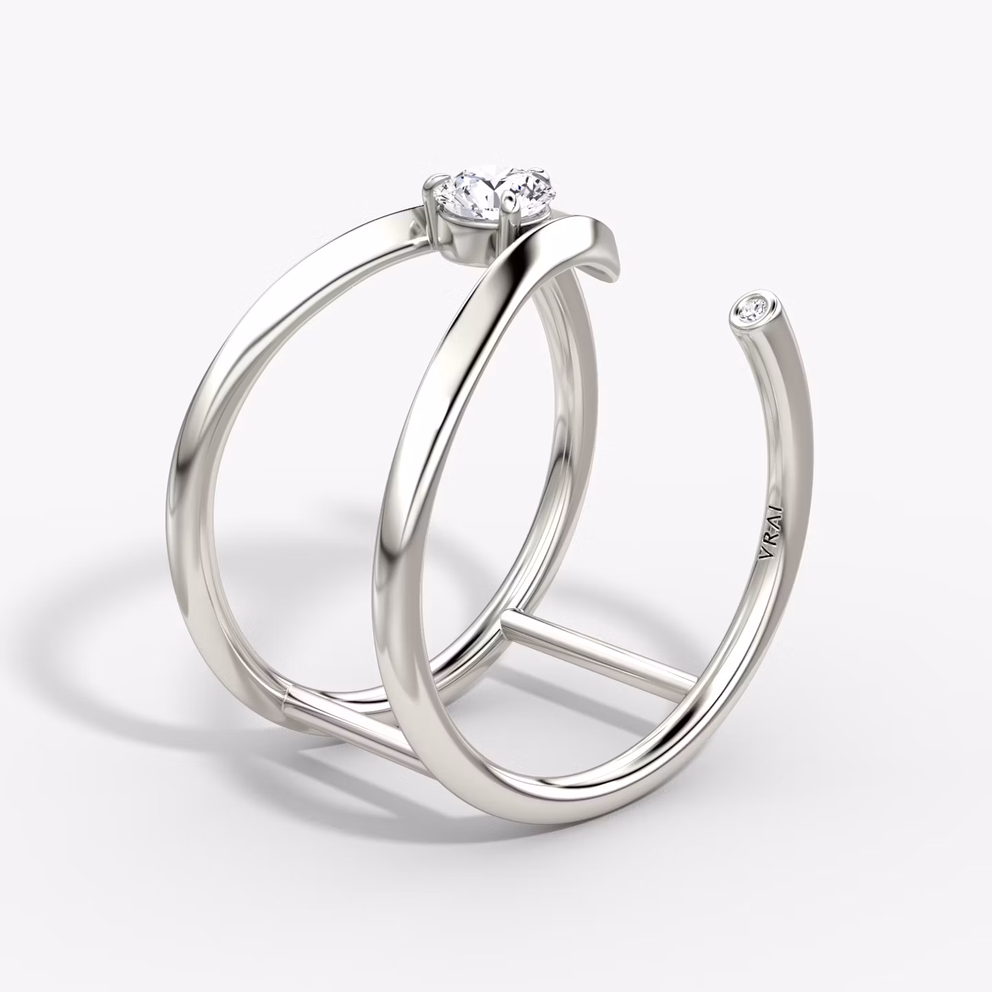 VRAI V Side Wrap Ring | Round Brilliant | 14k | White Gold