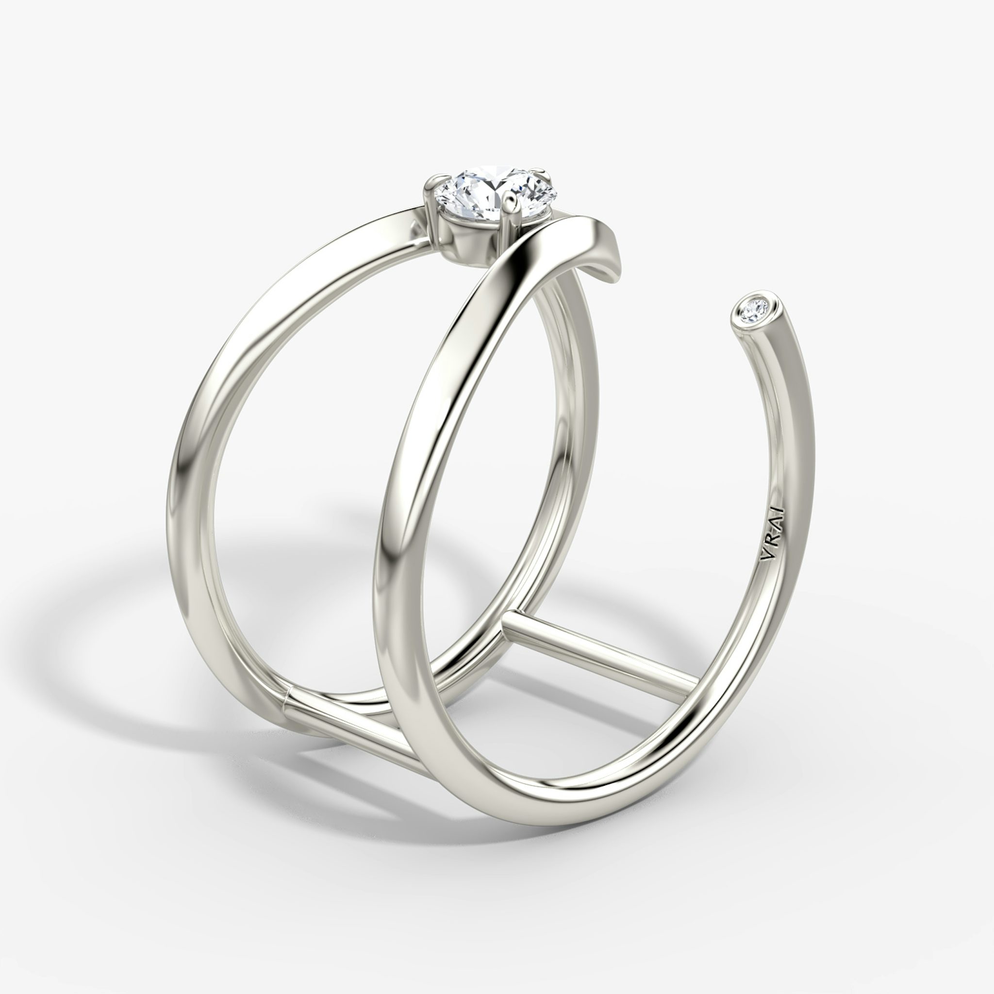 VRAI V Side Wrap Ring | Round Brilliant | 14k | White Gold