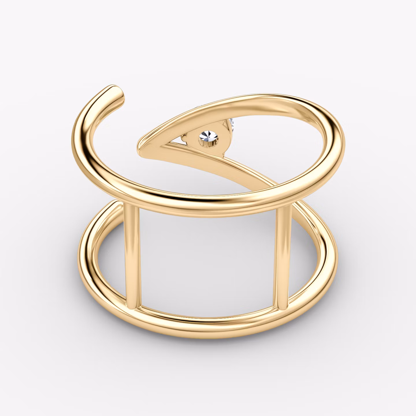 VRAI V Side Wrap Ring | Round Brilliant | 14k | Yellow Gold