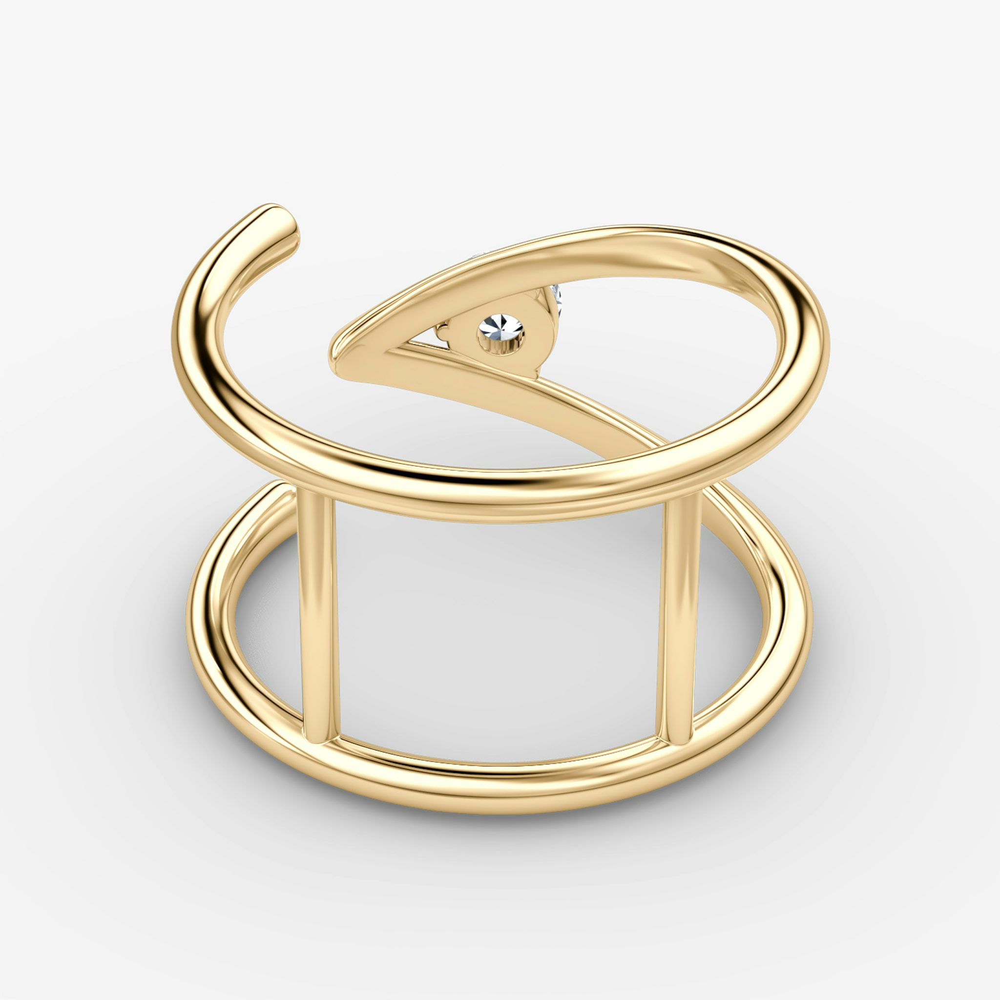 VRAI V Side Wrap Ring | Round Brilliant | 14k | Yellow Gold