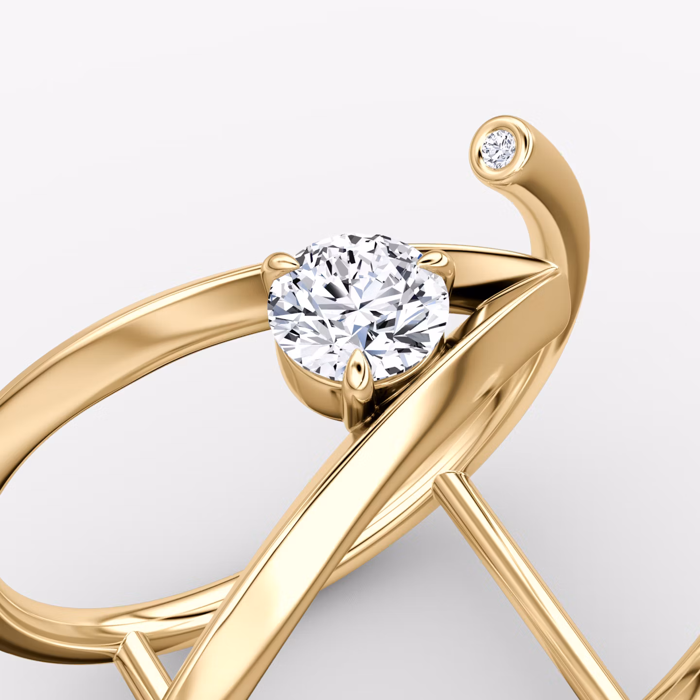 VRAI V Side Wrap Ring | Round Brilliant | 14k | Yellow Gold