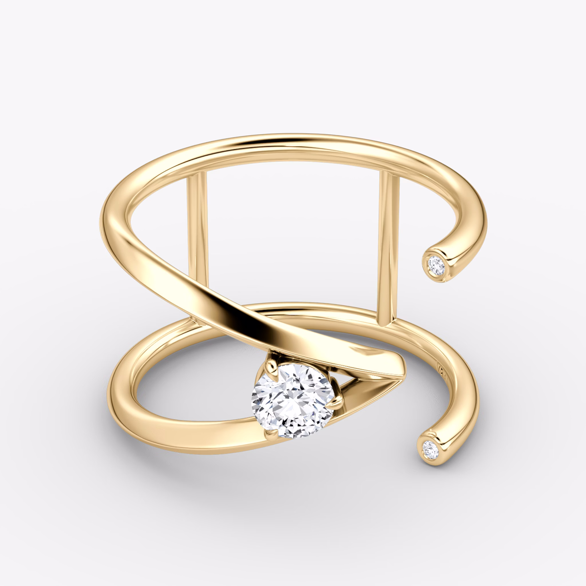 VRAI V Side Wrap Ring | Round Brilliant | 14k | Yellow Gold