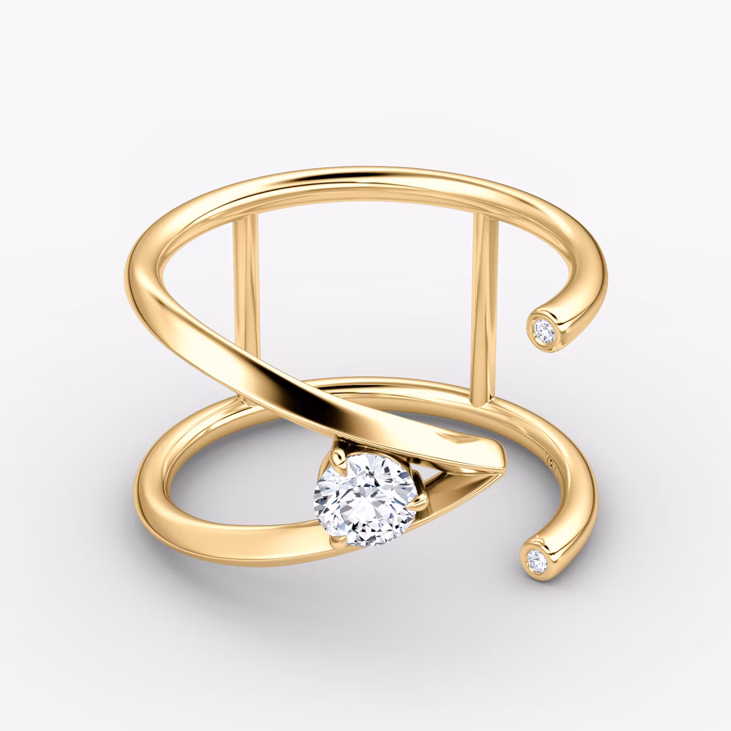 VRAI V Side Wrap Ring Round Brilliant | Yellow Gold