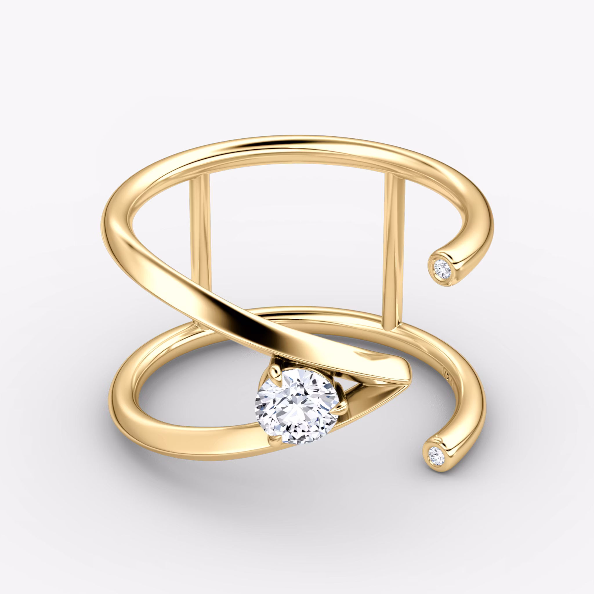 VRAI V Side Wrap Ring Round Brilliant | Yellow Gold