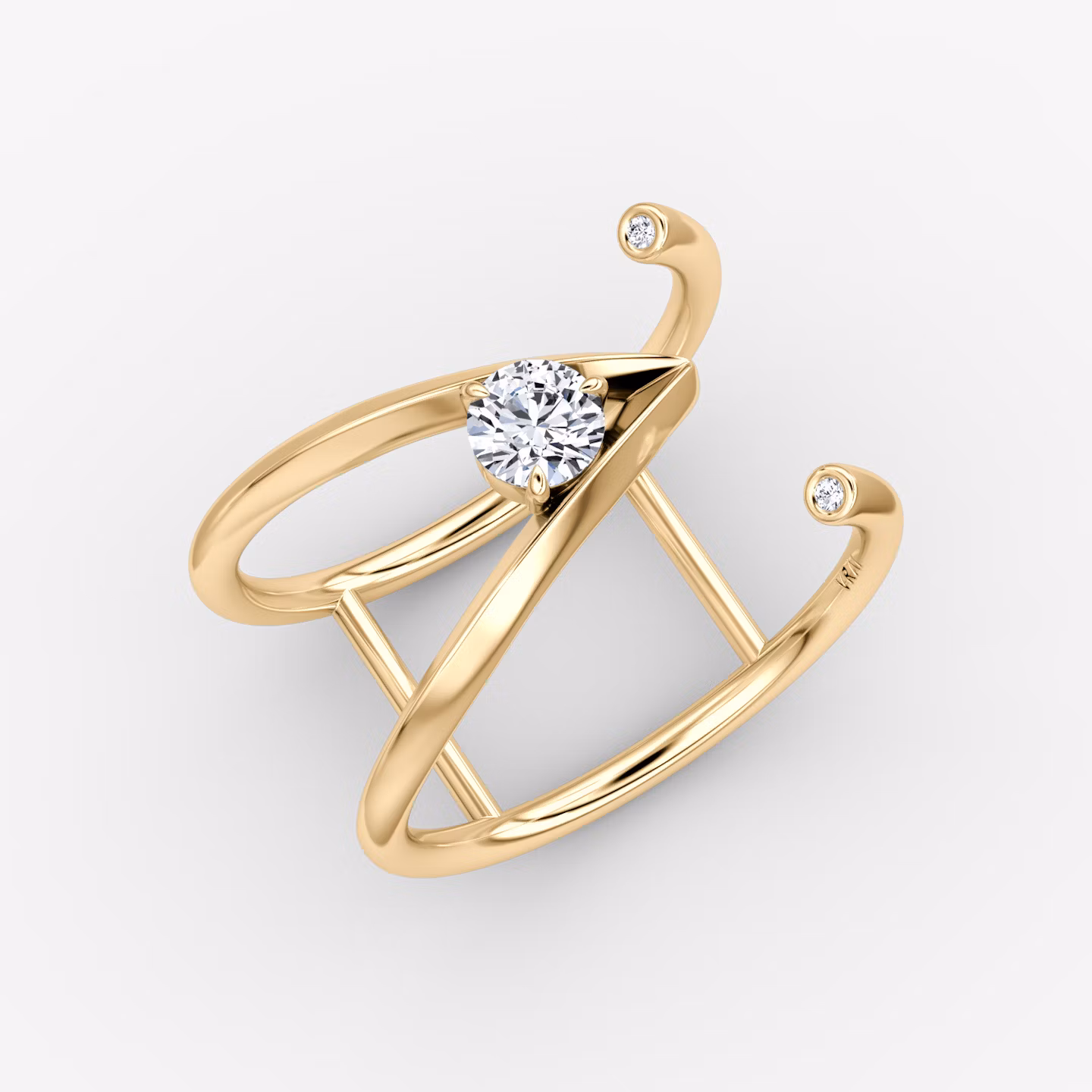 VRAI V Side Wrap Ring | Round Brilliant | 14k | Yellow Gold