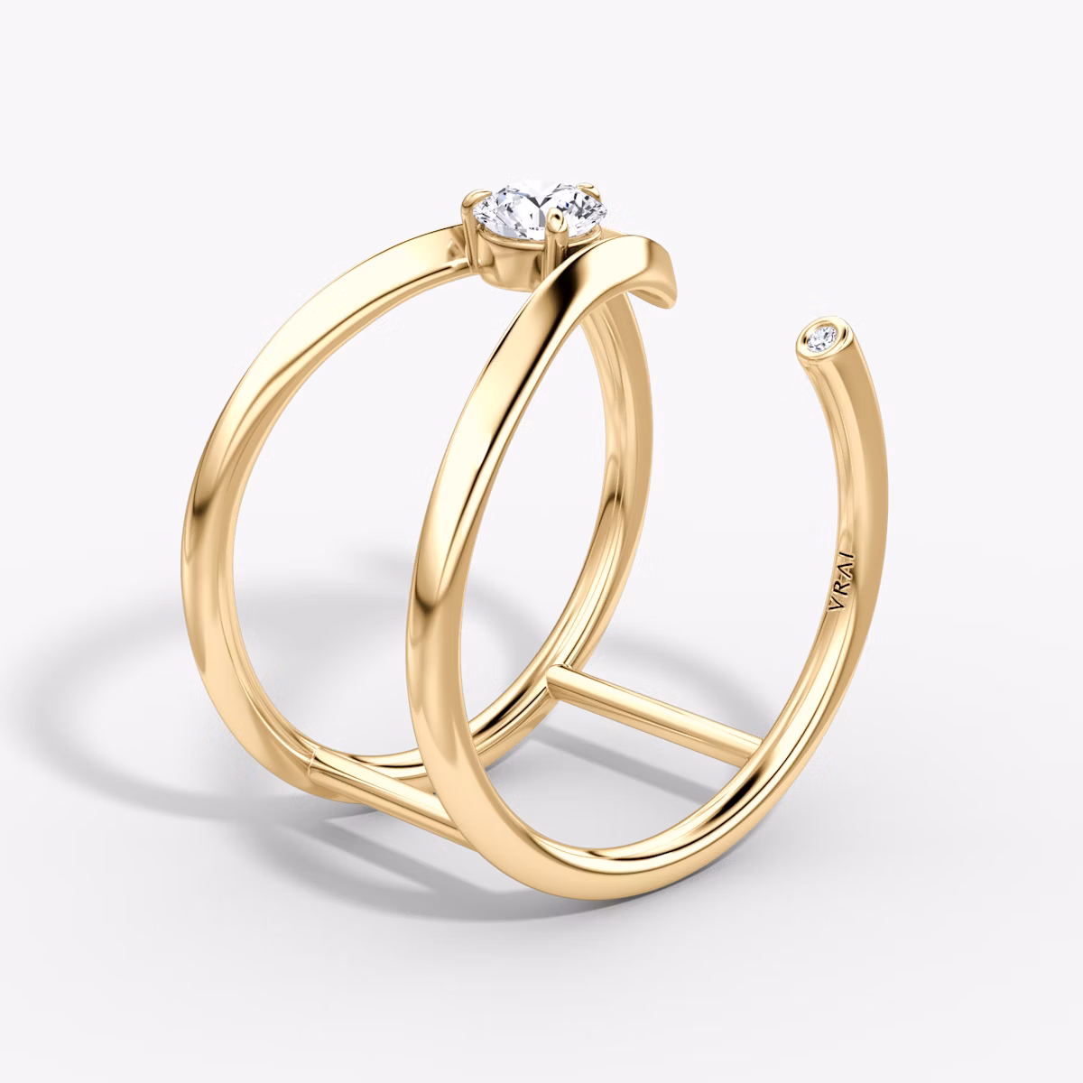 VRAI V Side Wrap Ring | Round Brilliant | 14k | Yellow Gold
