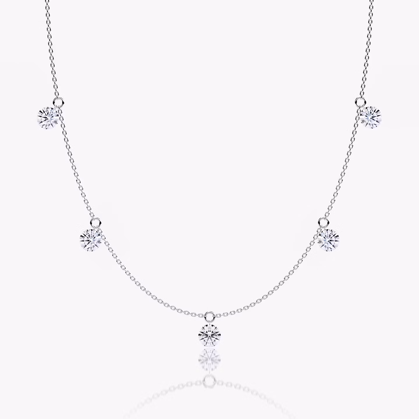 Floating Station Necklace Round Brilliant | White Gold