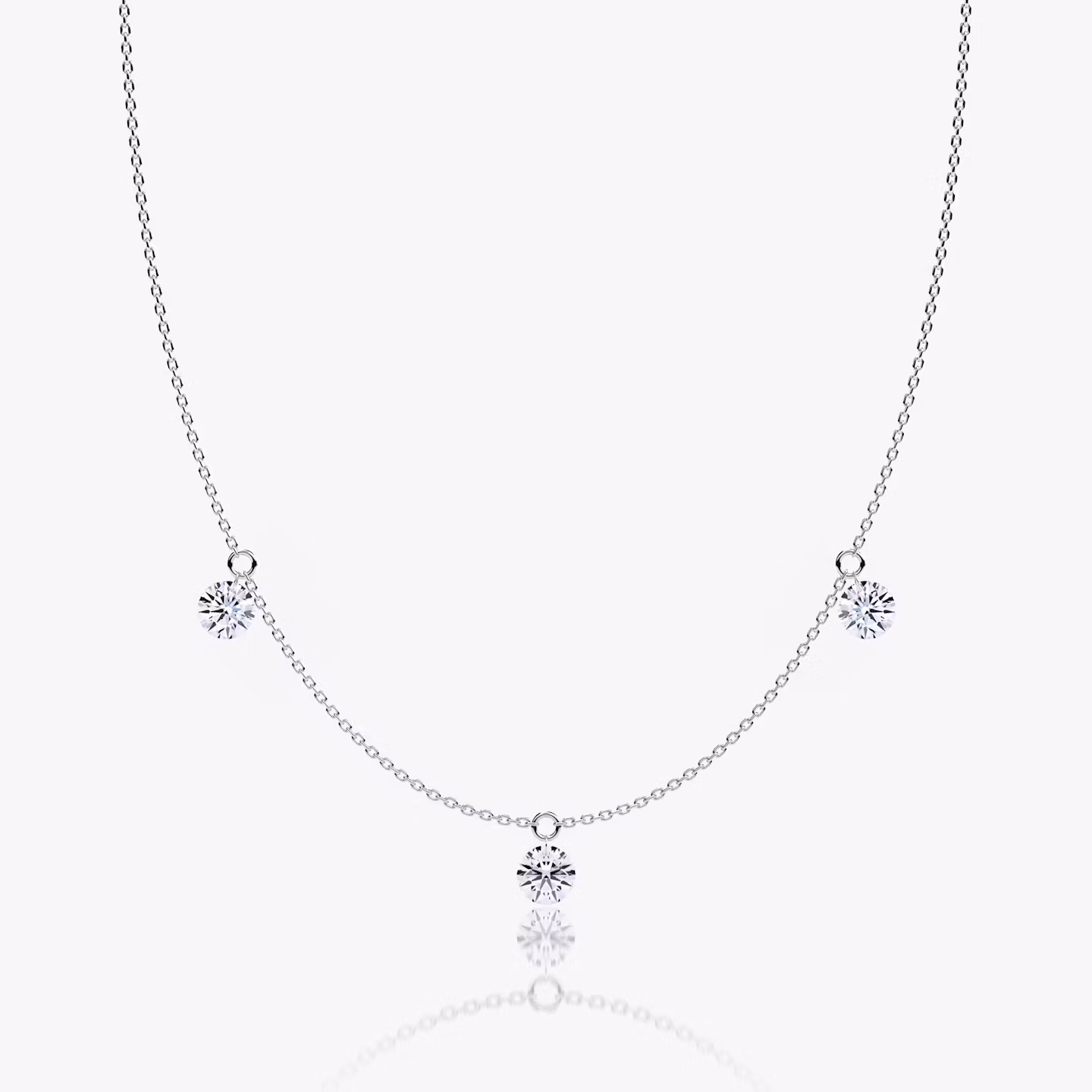 Floating Station Necklace Round Brilliant | White Gold