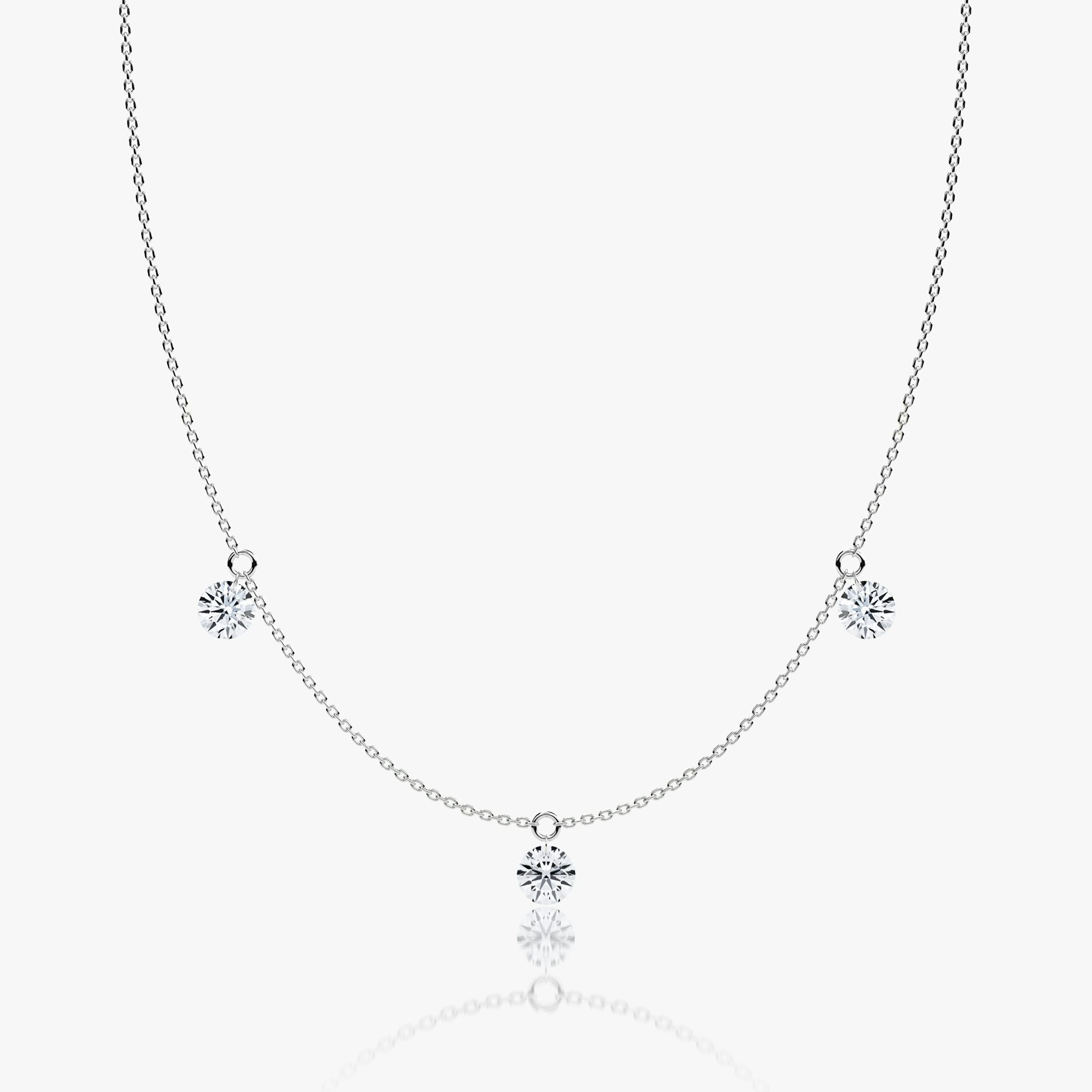 Floating Station Necklace | Round Brilliant | 14k | White Gold | diamondCount: 3 | diamondSize: large | chainLength: 16-18