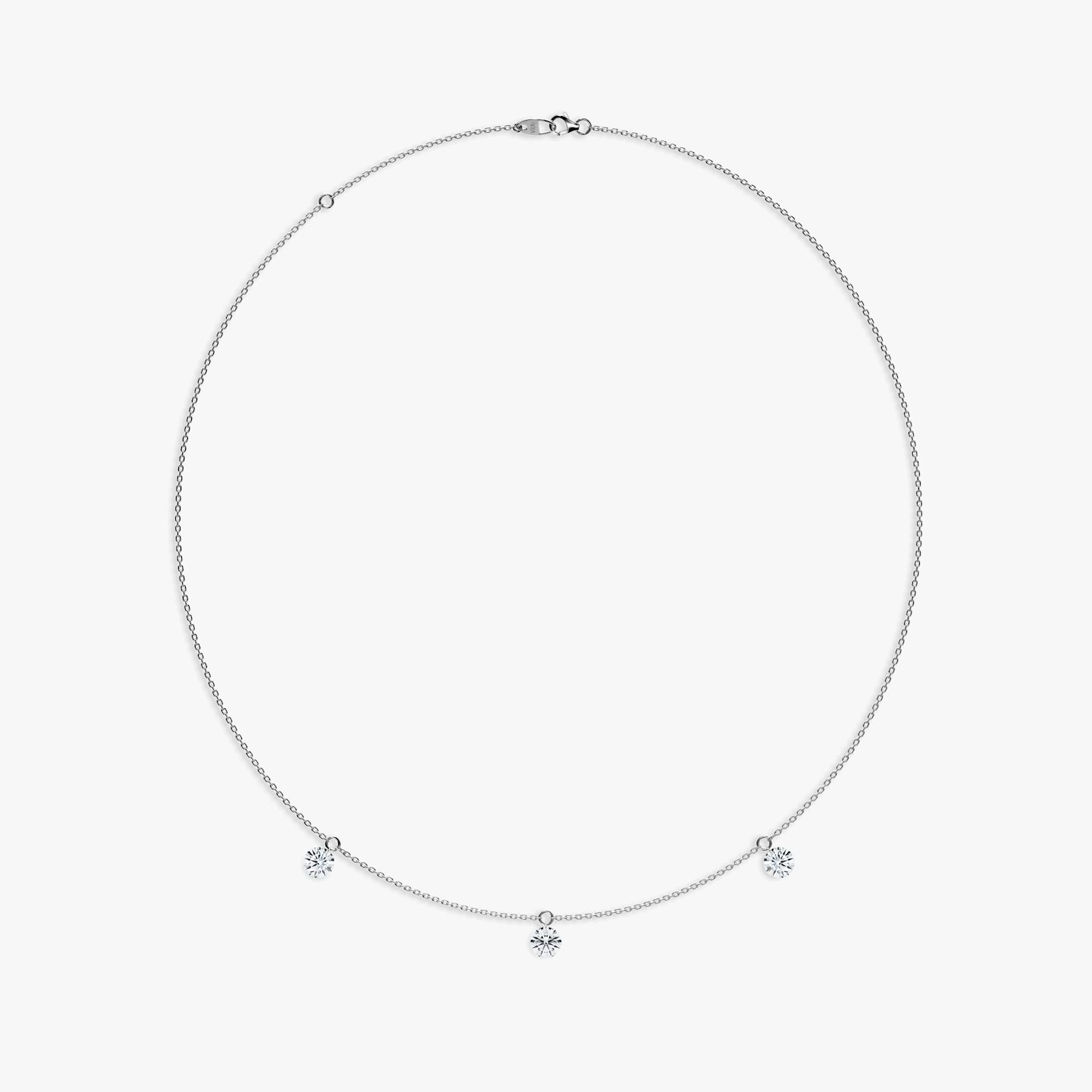 Floating Station Necklace | Round Brilliant | 14k | White Gold | diamondCount: 3 | diamondSize: large | chainLength: 16-18