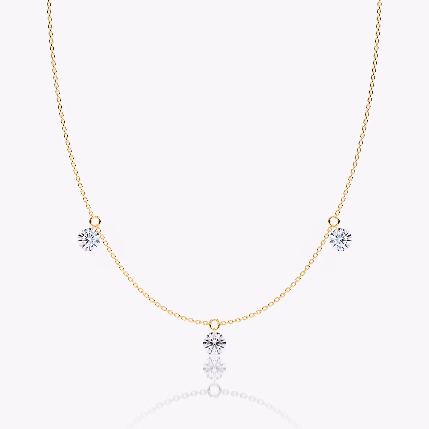 Floating Station Necklace Round Brilliant | Yellow Gold