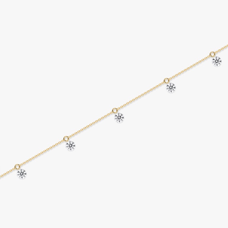 Large Floating Station Bracelet in Yellow Gold | 5 VRAI Created Diamonds