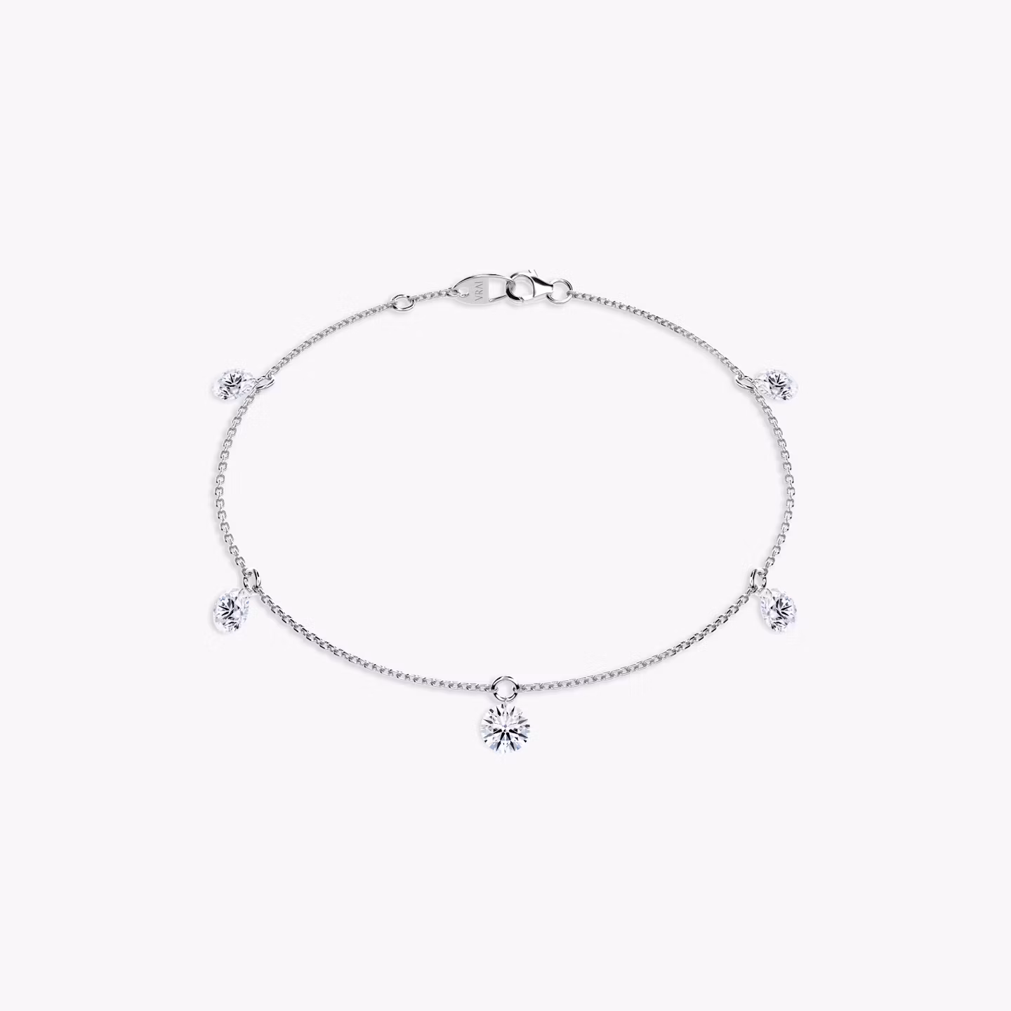 Floating Station Bracelet Round Brilliant | White Gold