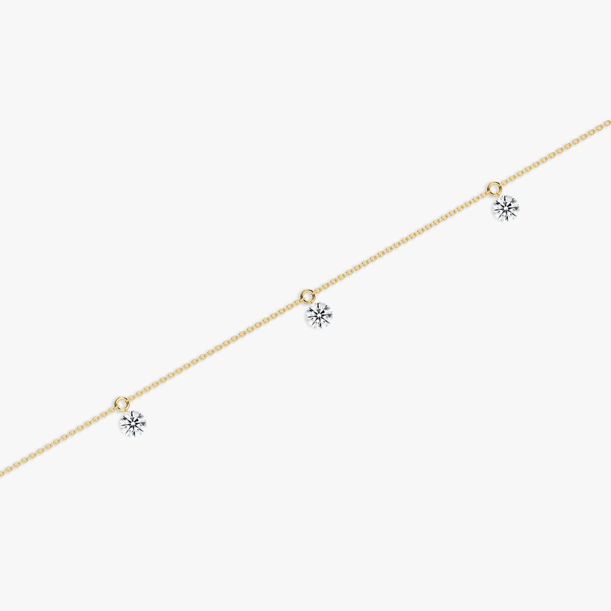 Large Floating Station Bracelet in Yellow Gold | 3 VRAI Created Diamonds