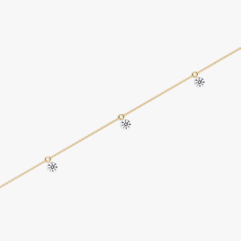 Large Floating Station Bracelet in Yellow Gold | 3 VRAI Created Diamonds