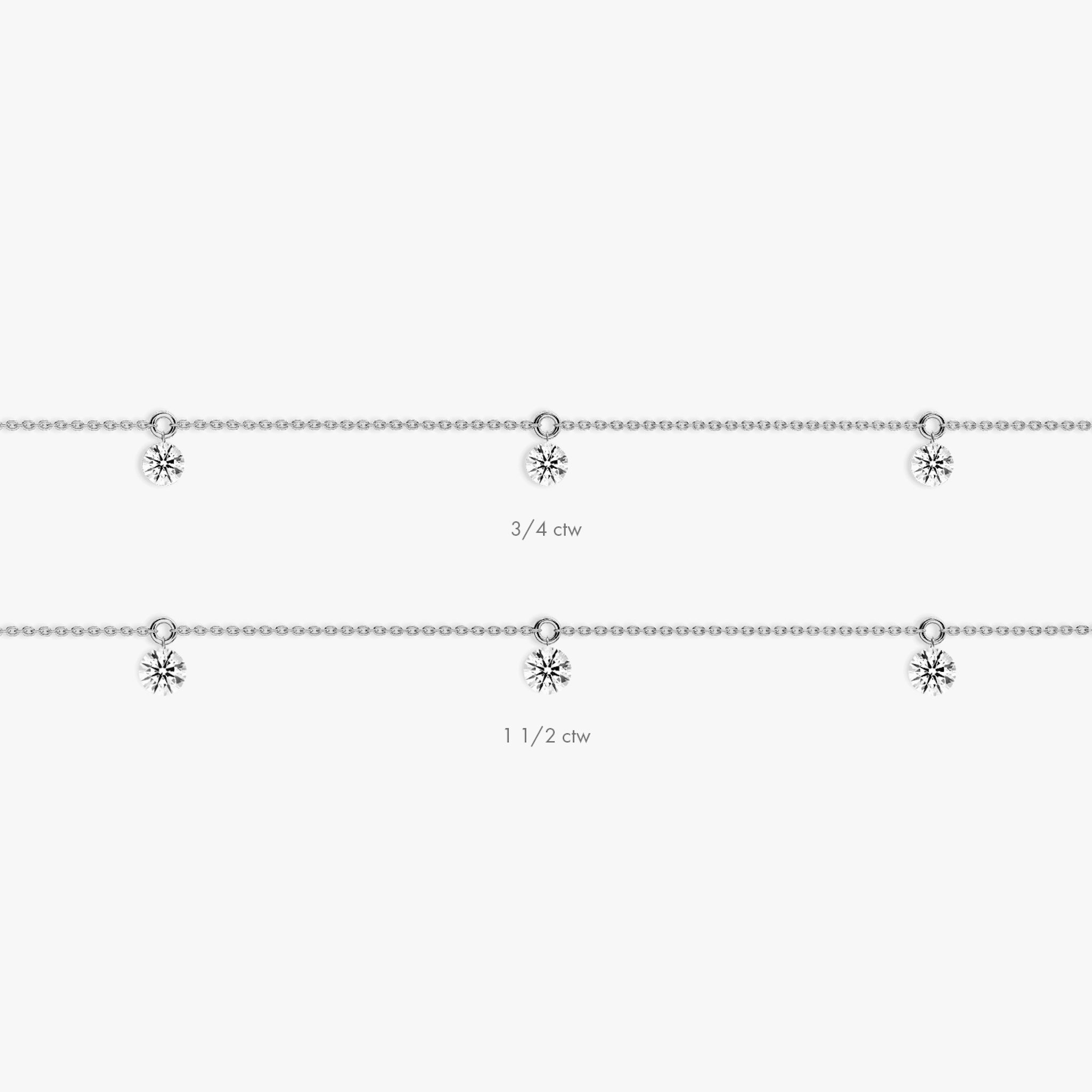 Floating Station Bracelet | Round Brilliant | 14k | White Gold | diamondCount: 3 | diamondSize: original | chainLength: 7