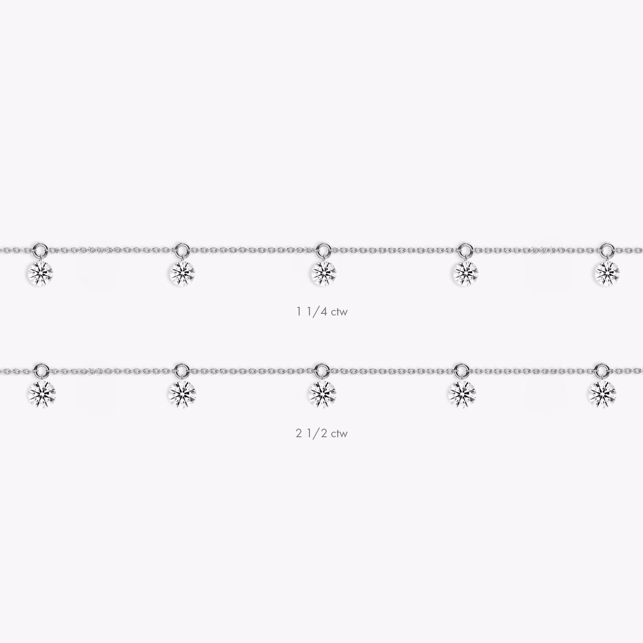 Floating Station Bracelet | Round Brilliant | 14k | White Gold | diamondCount: 5 | diamondSize: original | chainLength: 7