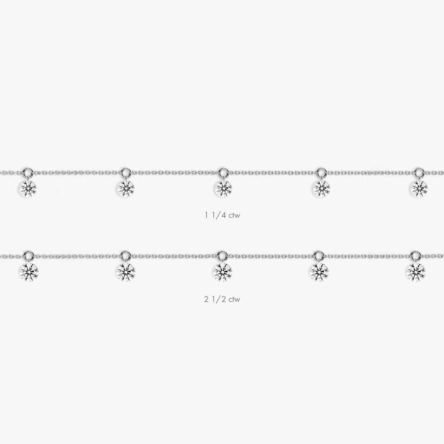 Floating Station Armband | Rund | 14k | Weißgold | diamondCount: 5 | diamondSize: original | chainLength: 7