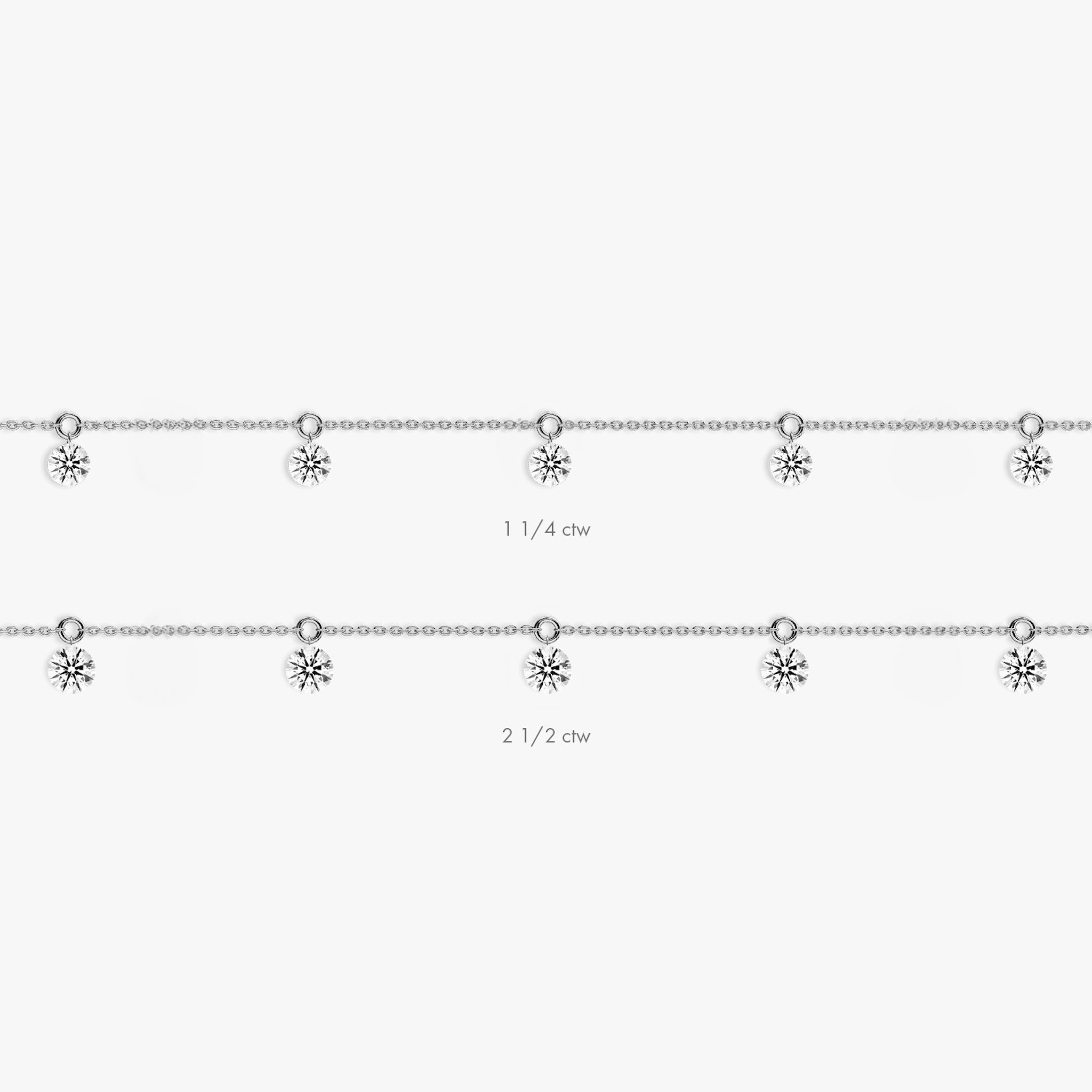 Floating Station Bracelet | Round Brilliant | 14k | White Gold | diamondCount: 5 | diamondSize: original | chainLength: 7