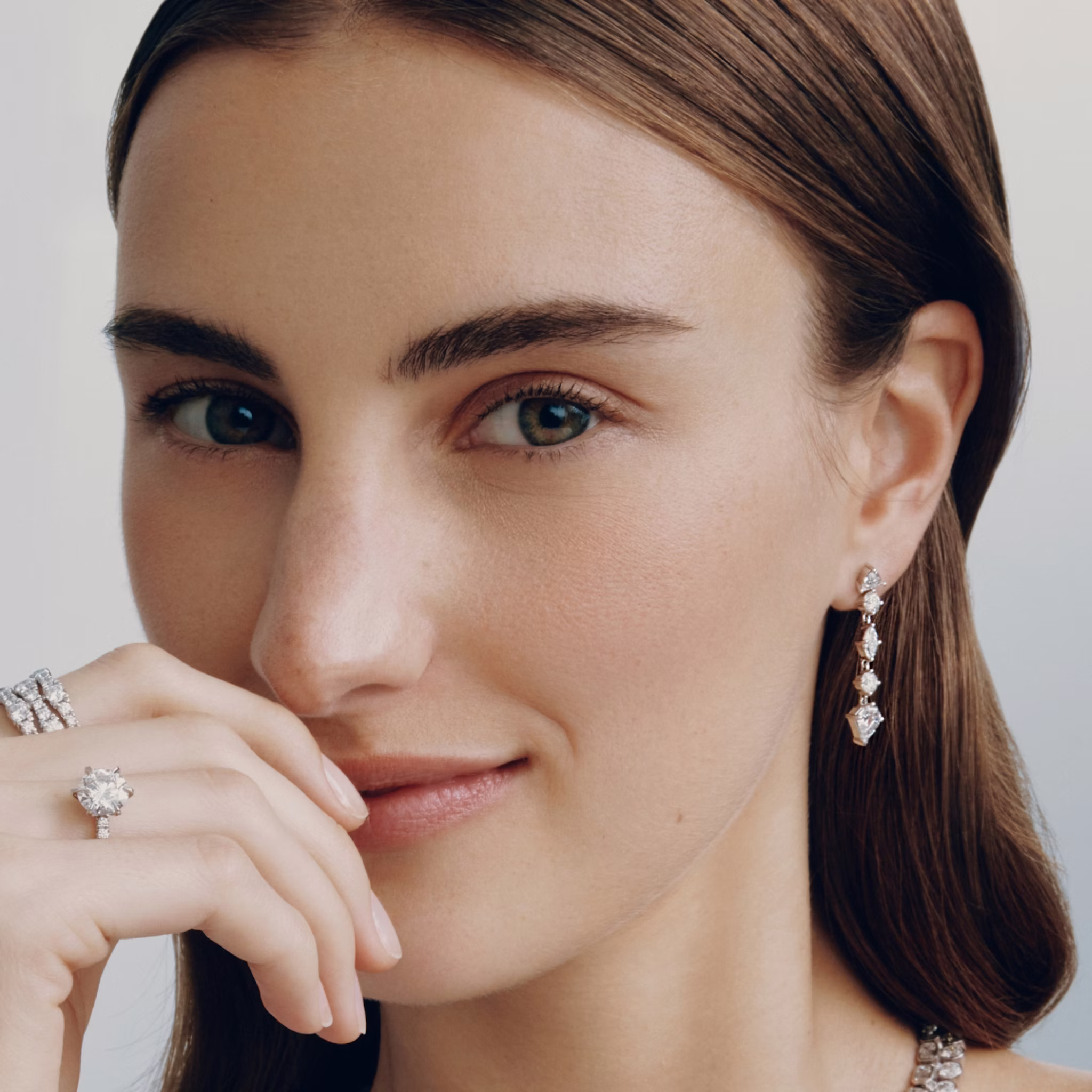 Mixed Drop Shield Earring | Shield | 14k | White Gold