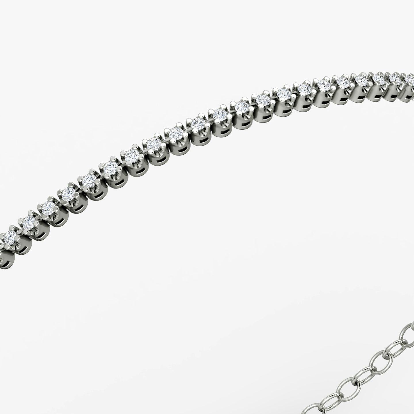 Half Tennis Bracelet | Round Brilliant | 14k | White Gold | diamondSize: petite | chainLength: 7