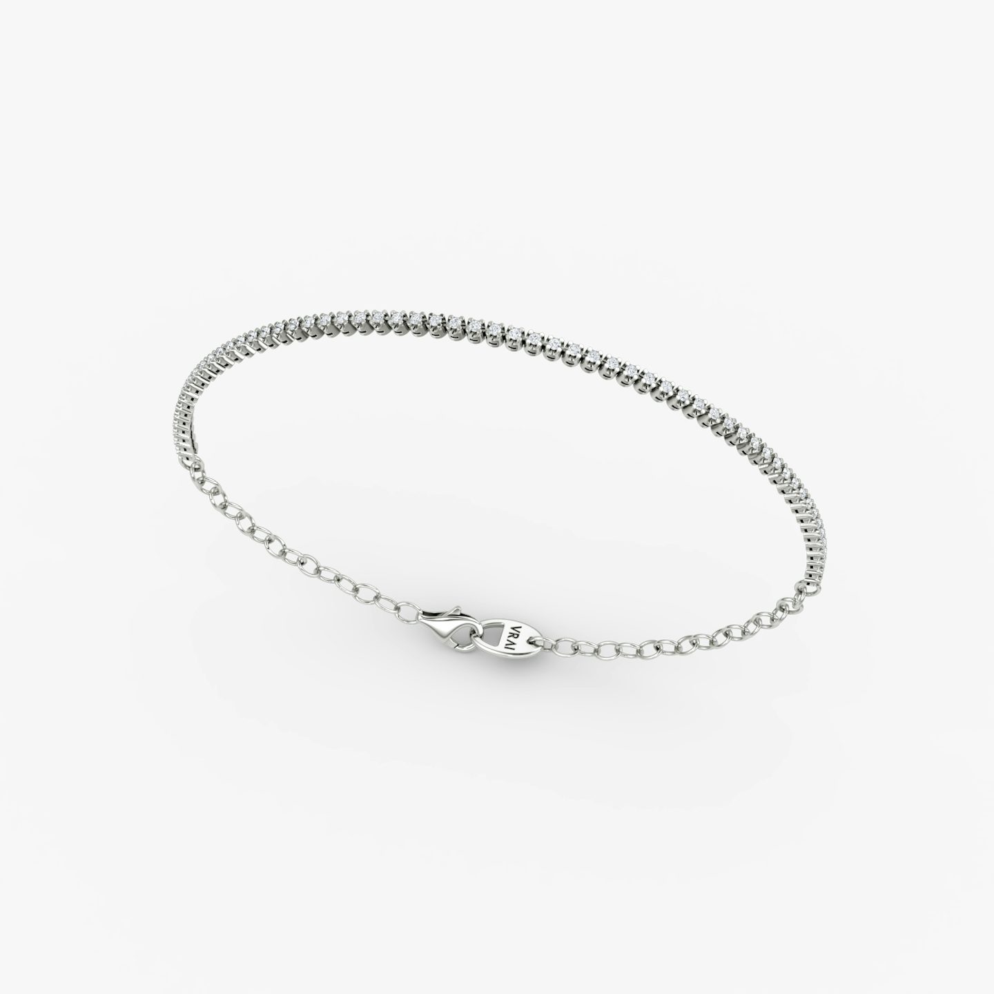 Half Tennis Bracelet | Round Brilliant | 14k | White Gold | diamondSize: petite | chainLength: 7