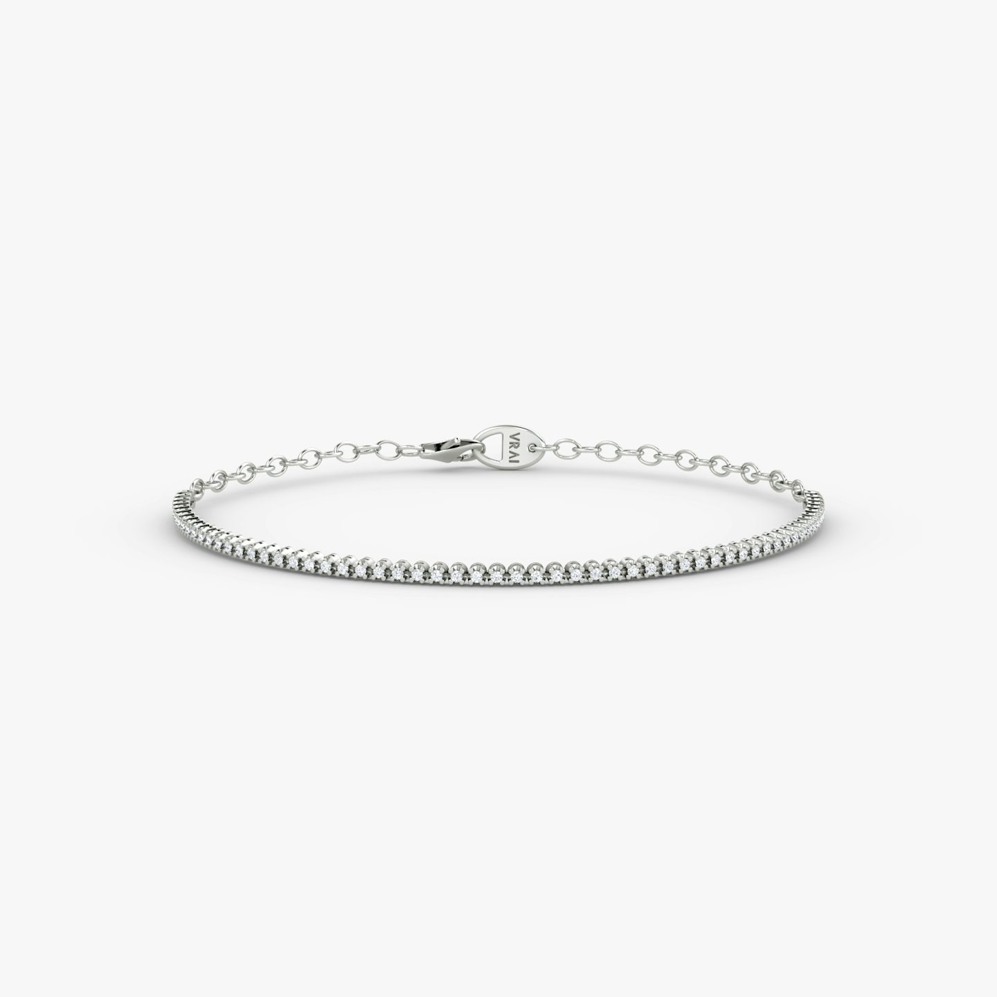Half Tennis Bracelet | Round Brilliant | 14k | White Gold | diamondSize: petite | chainLength: 7