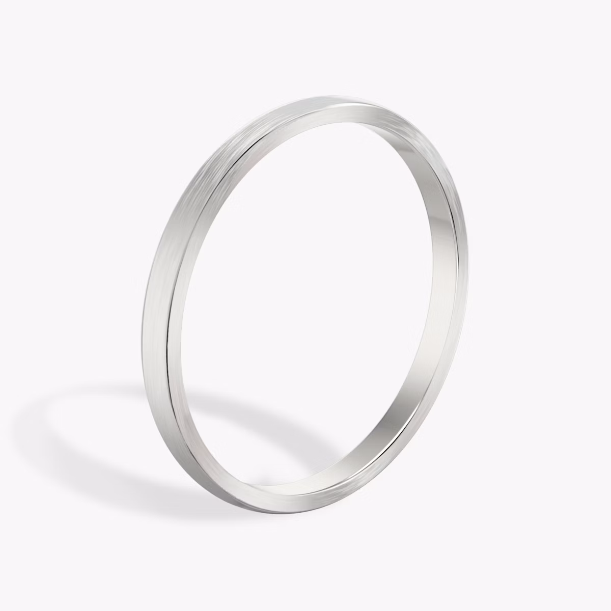 Brushed Round Band | 18k | White Gold | bandWidth: 2mm