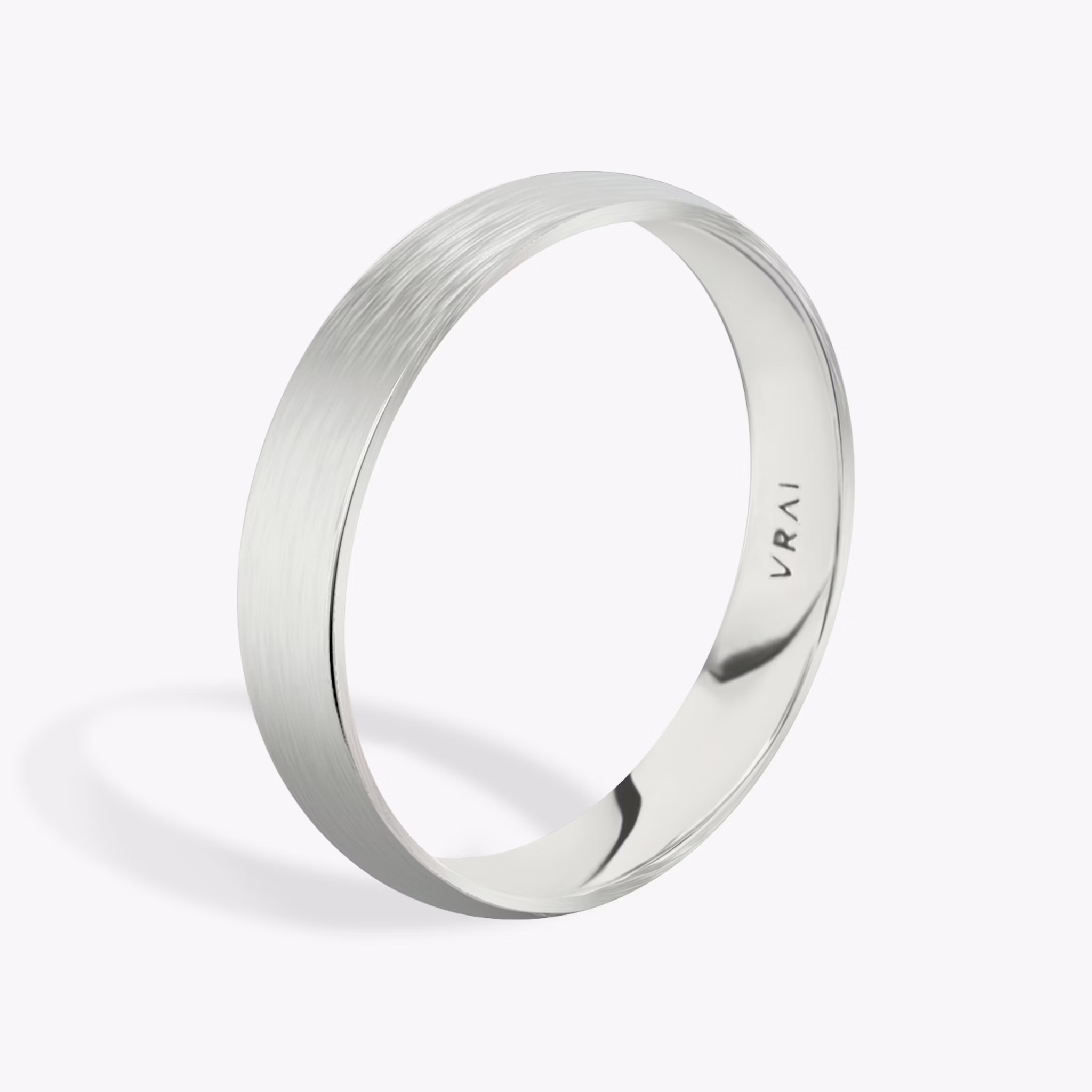Brushed Round Band | 18k | White Gold | bandWidth: 4mm