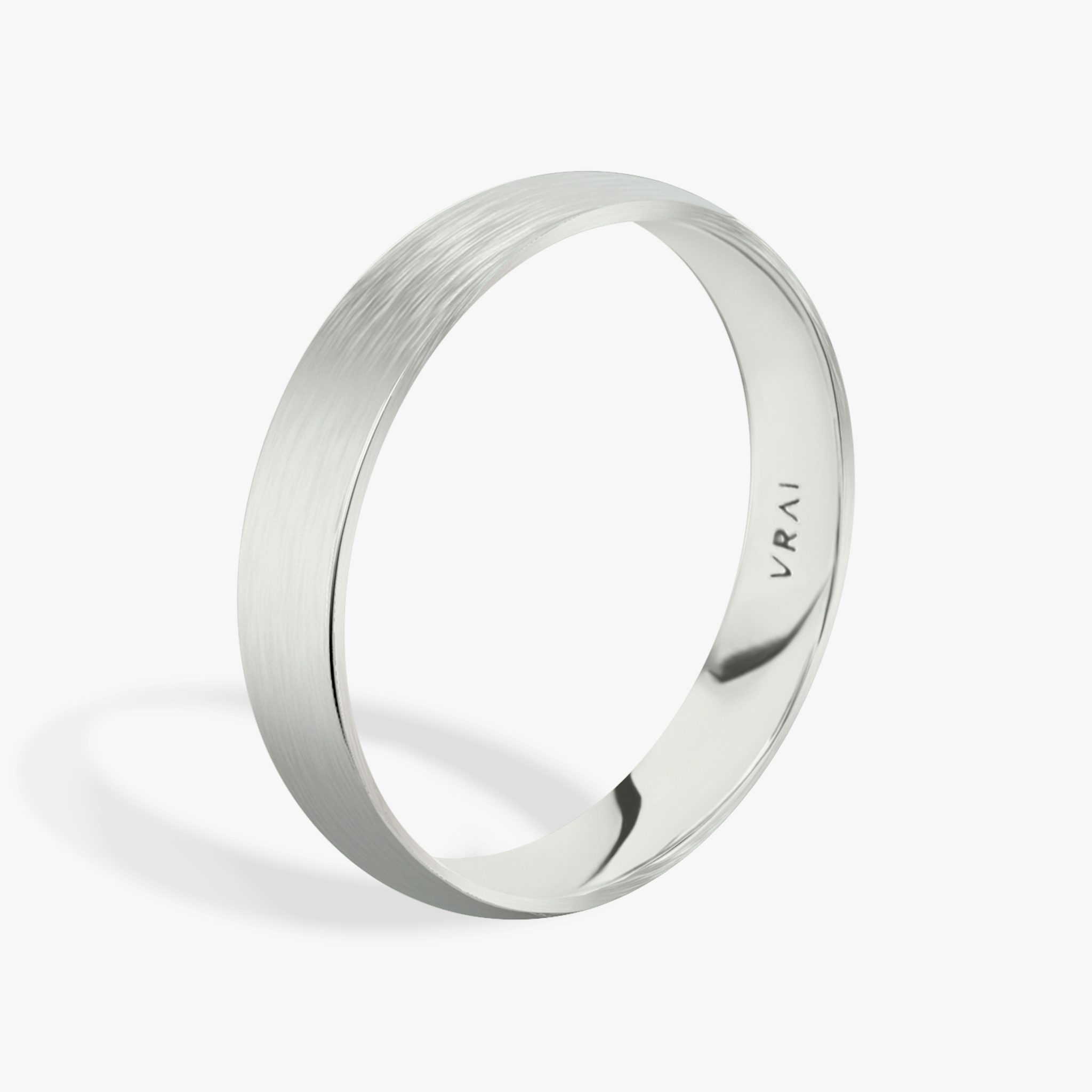 Brushed Round Band | 18k | White Gold | bandWidth: 4mm