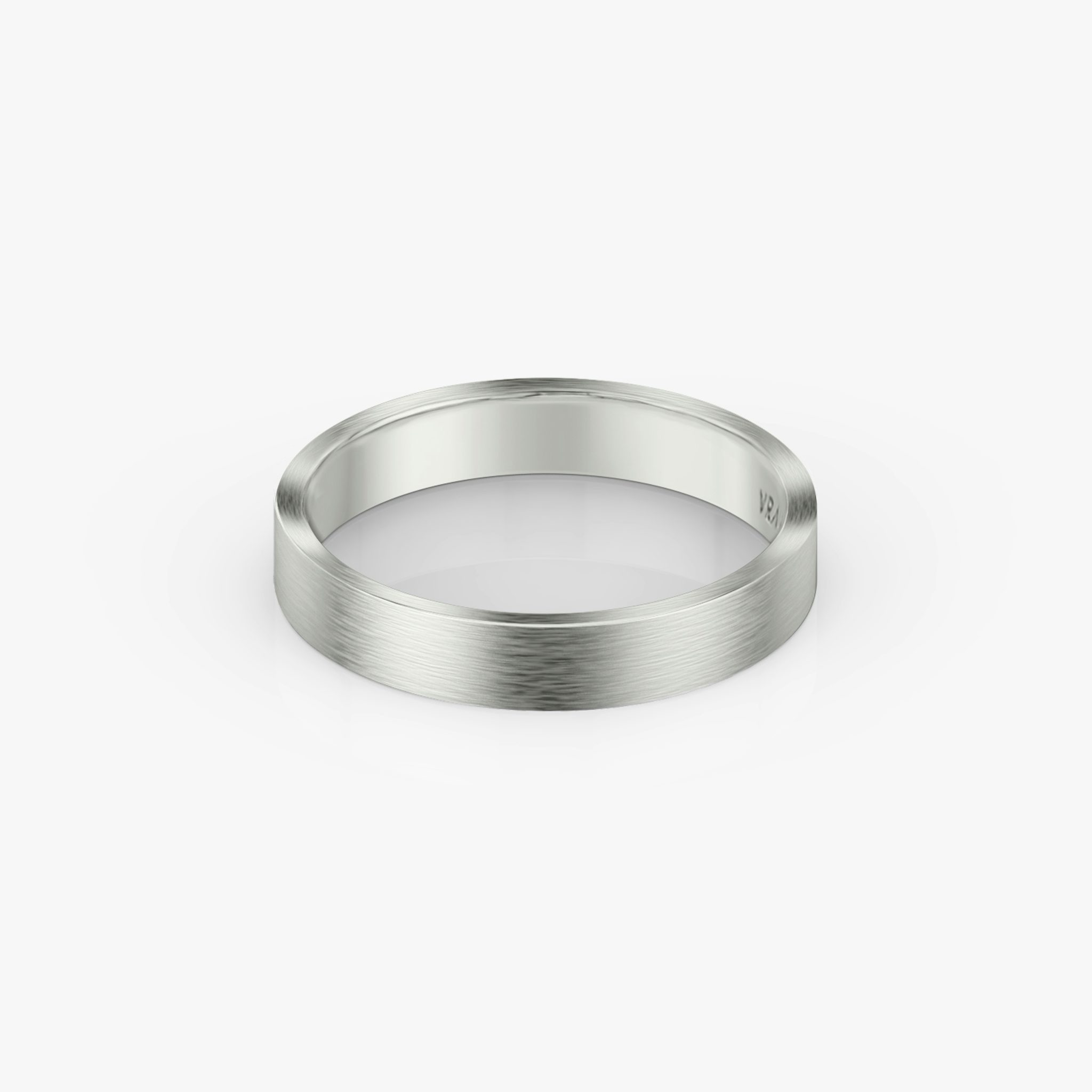 Brushed Flat Band | 18k | White Gold | bandWidth: 4mm