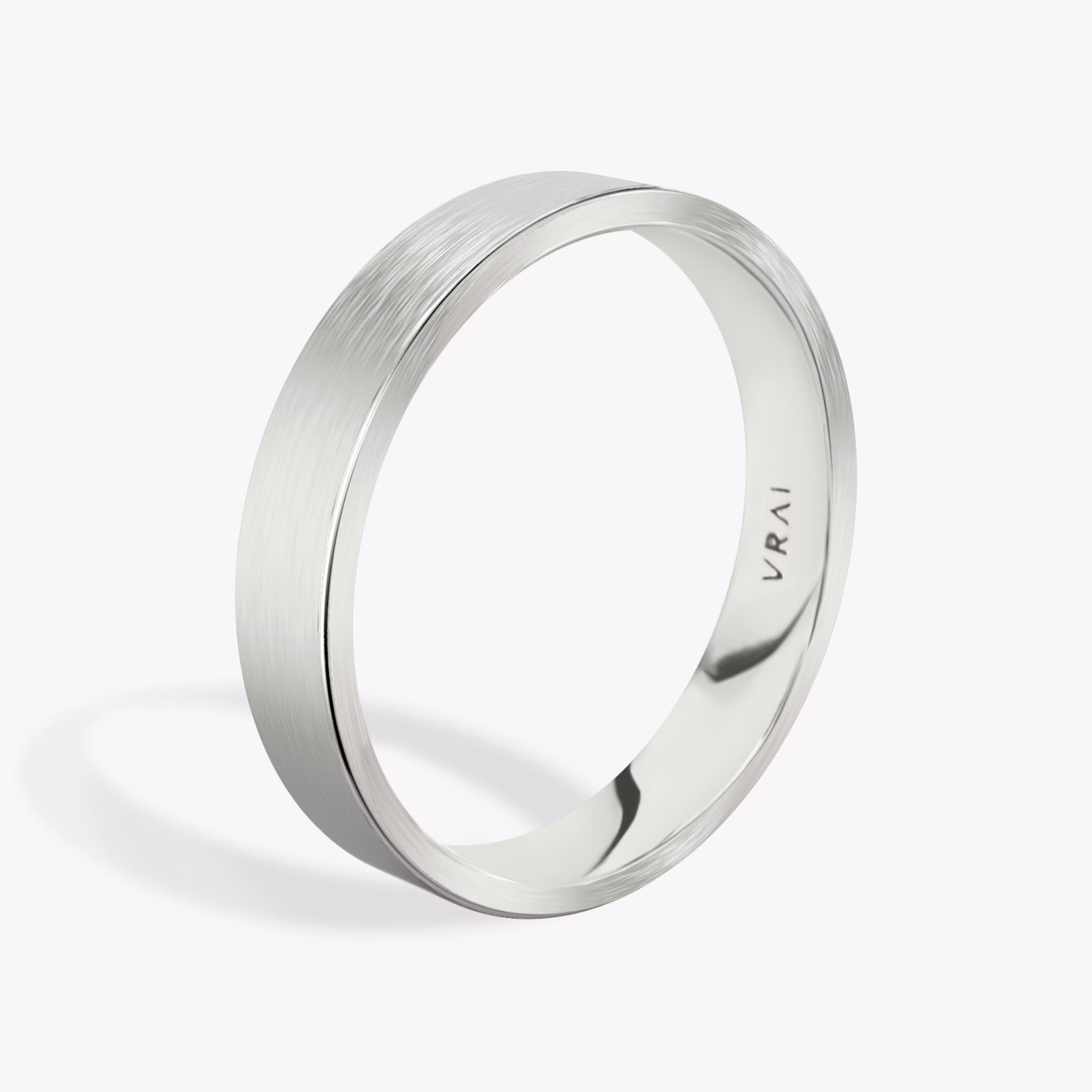 Brushed Flat Band | 18k | White Gold | bandWidth: 4mm