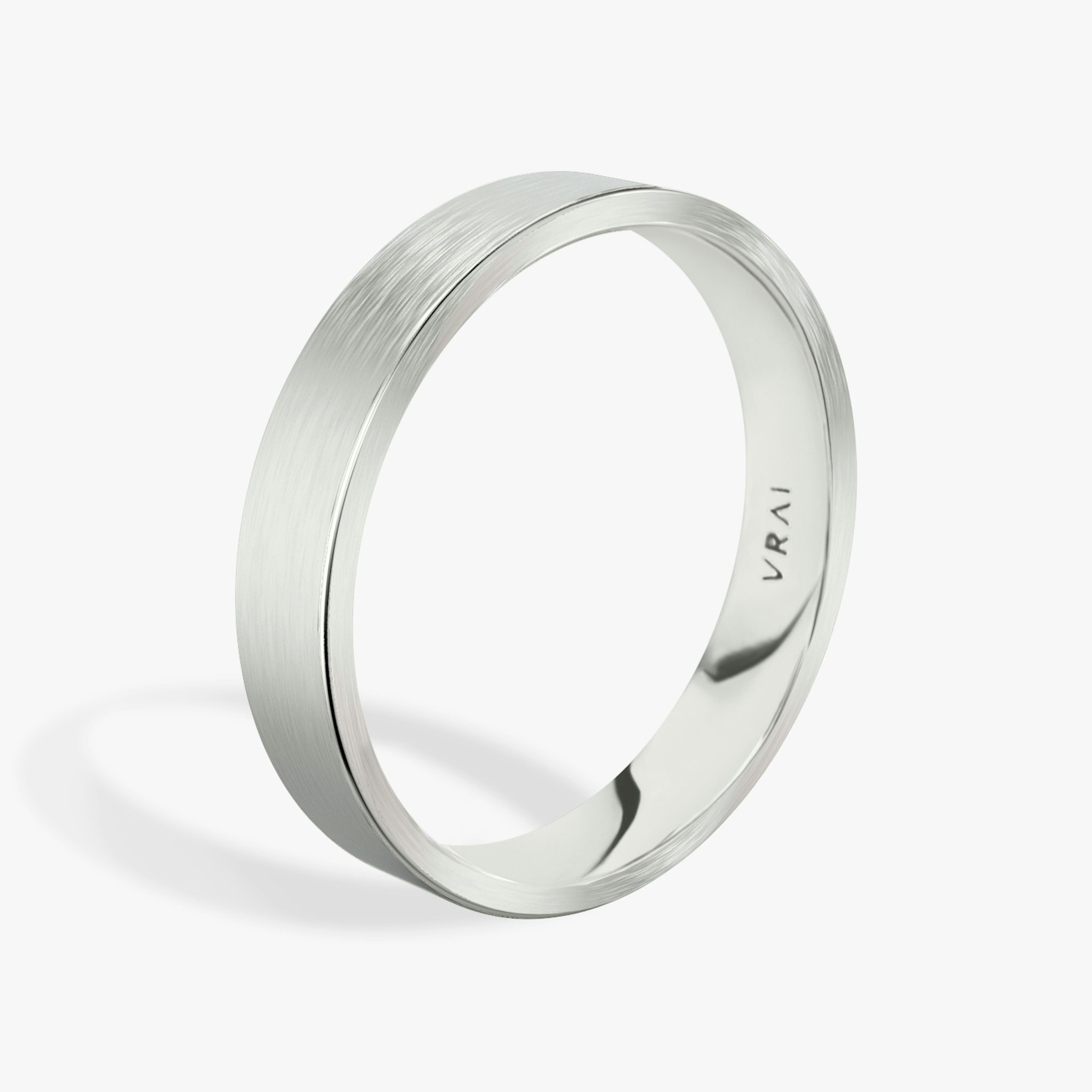 Brushed Flat Band | 18k | White Gold | bandWidth: 4mm