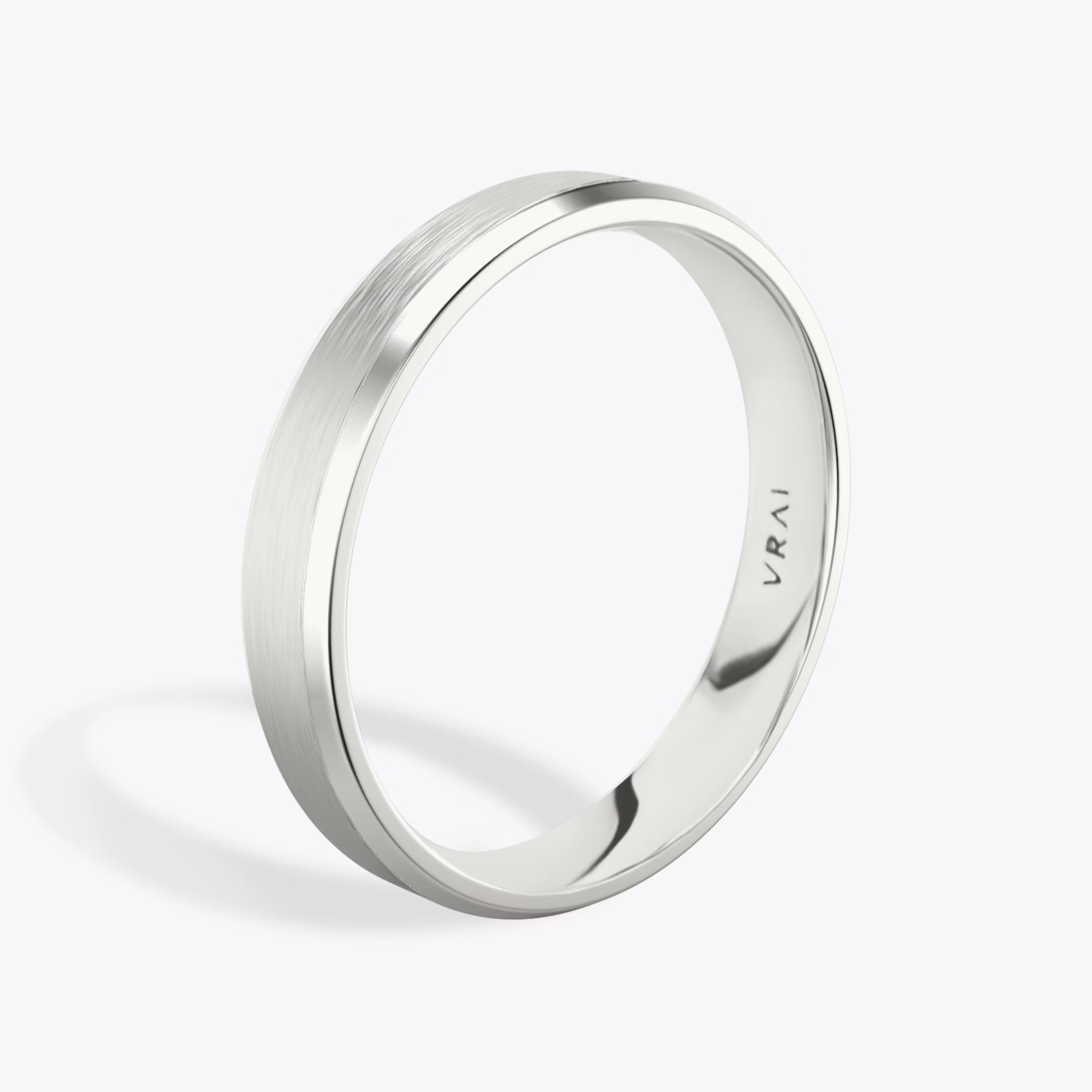The Brushed Bevel Band | 18k | White Gold | bandWidth: 4mm
