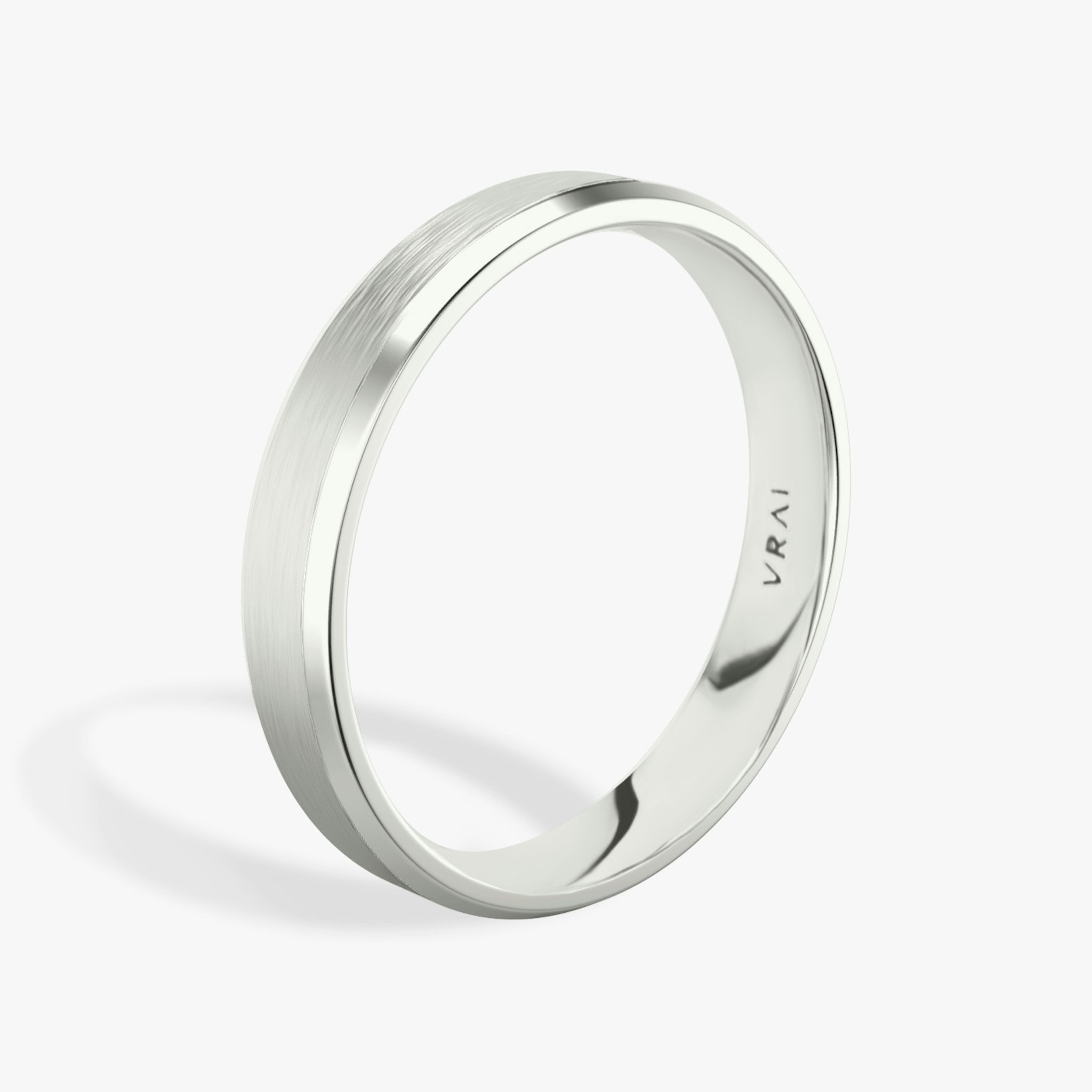 The Brushed Bevel Band | 18k | White Gold | bandWidth: 4mm