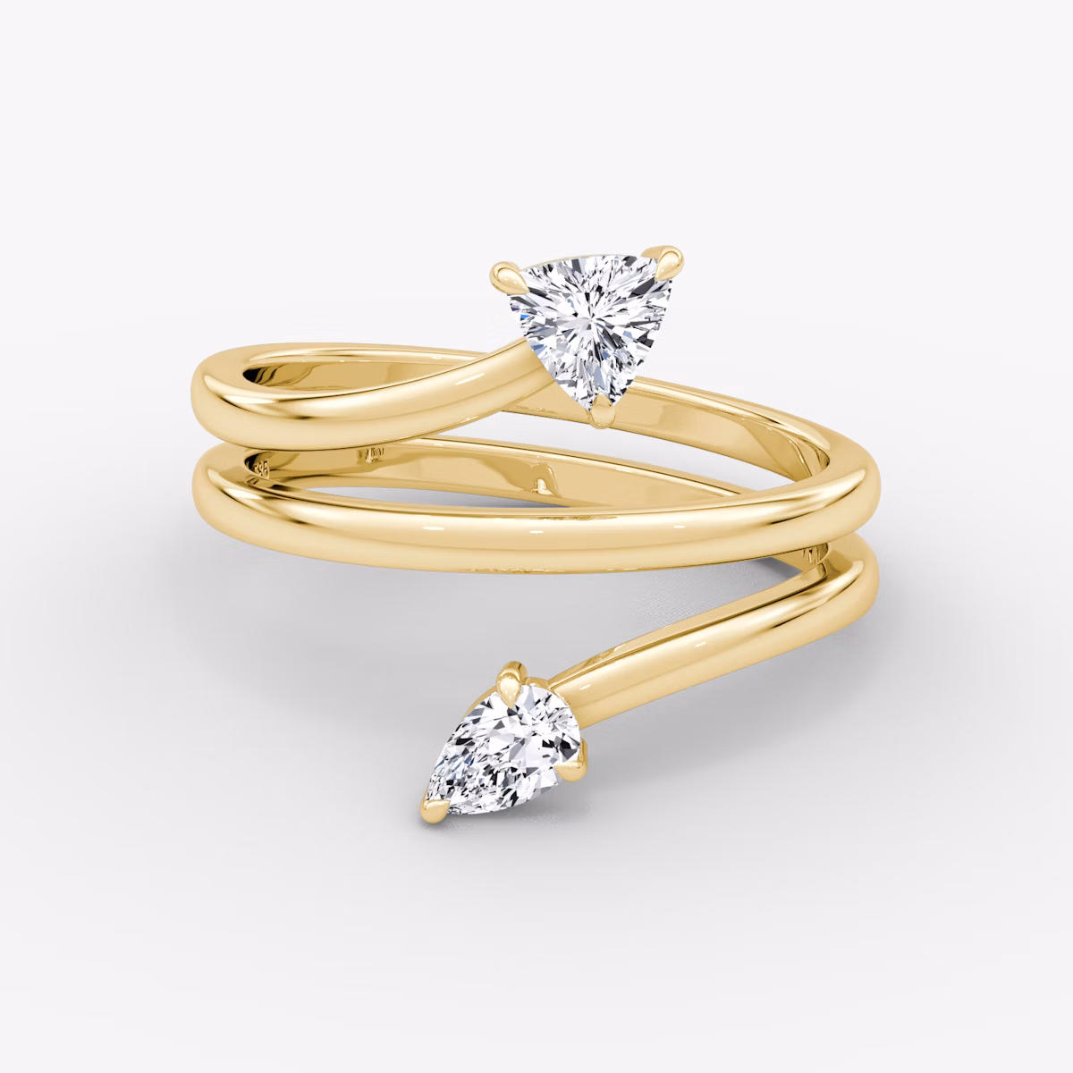 Bypass Wrap Ring | Trillion + Pear | 14k | Yellow Gold