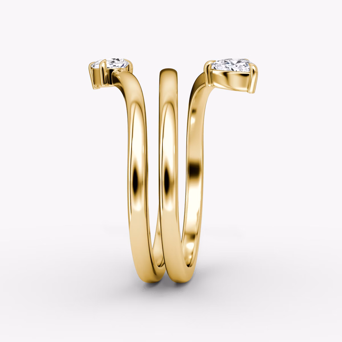 Bypass Wrap Ring | Trillion + Pear | 14k | Yellow Gold
