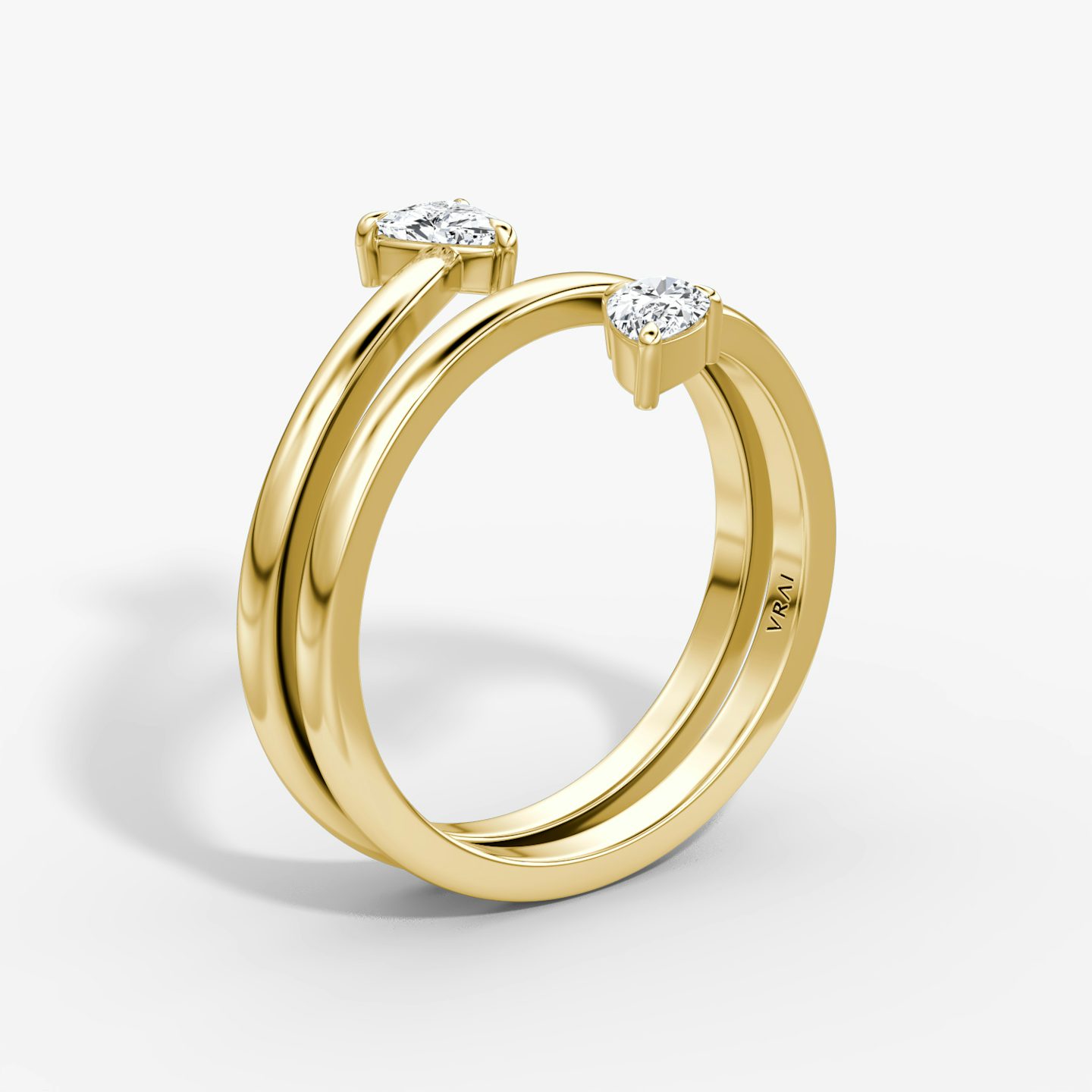 Bypass Wrap Ring | Trillion + Pear | 14k | Yellow Gold