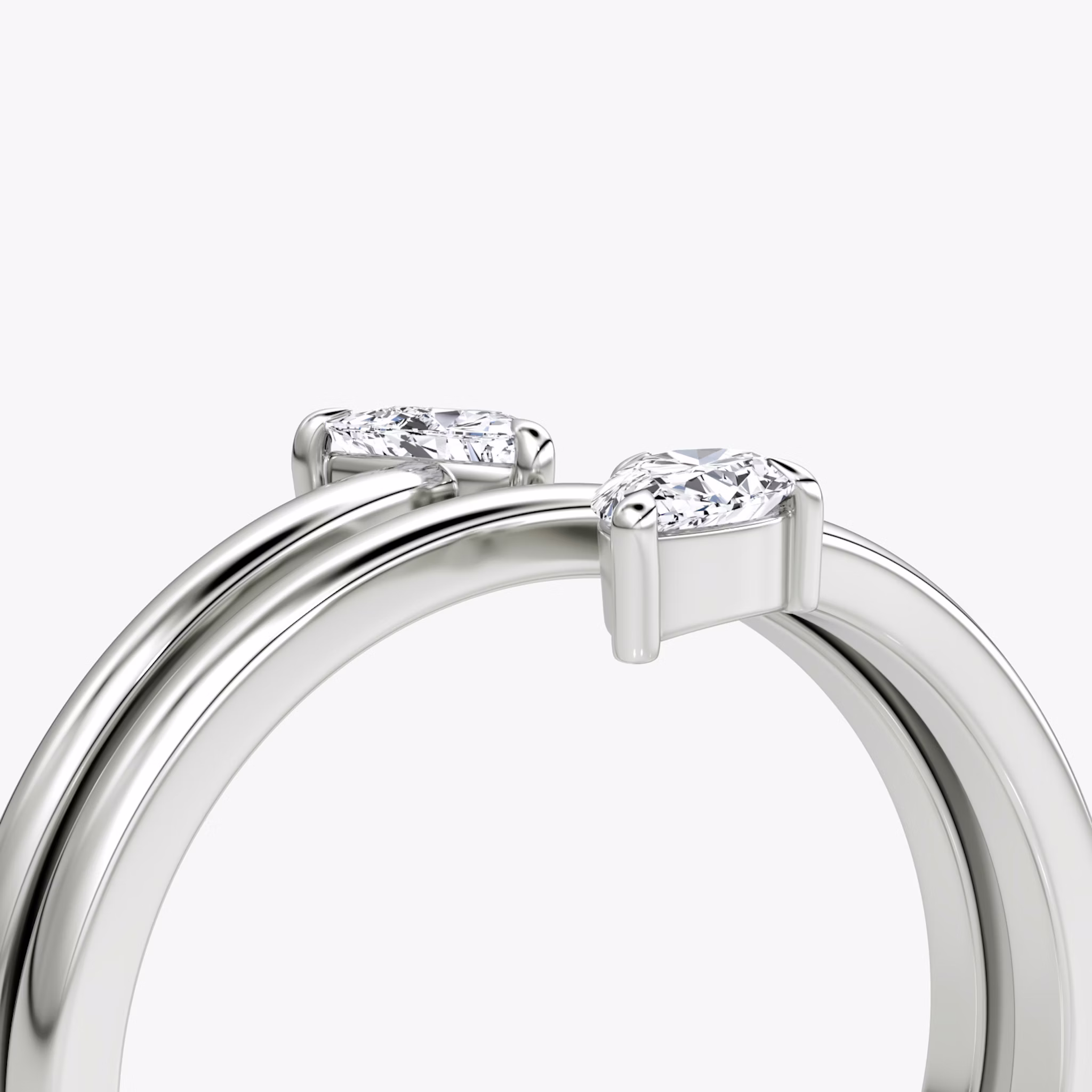 Bypass Wrap Ring | Trillion + Pear | 14k | White Gold