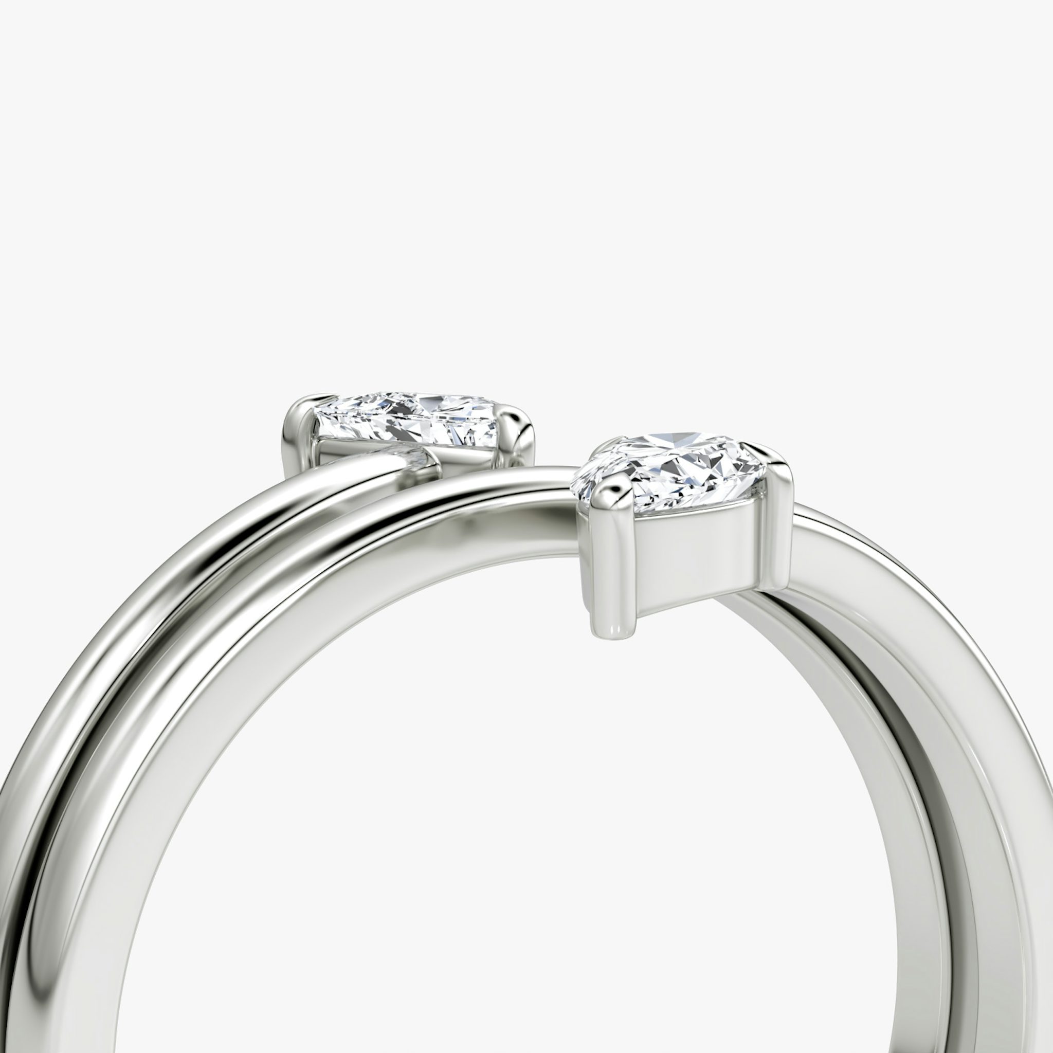 Bypass Wrap Ring | Trillion + Pear | 14k | White Gold